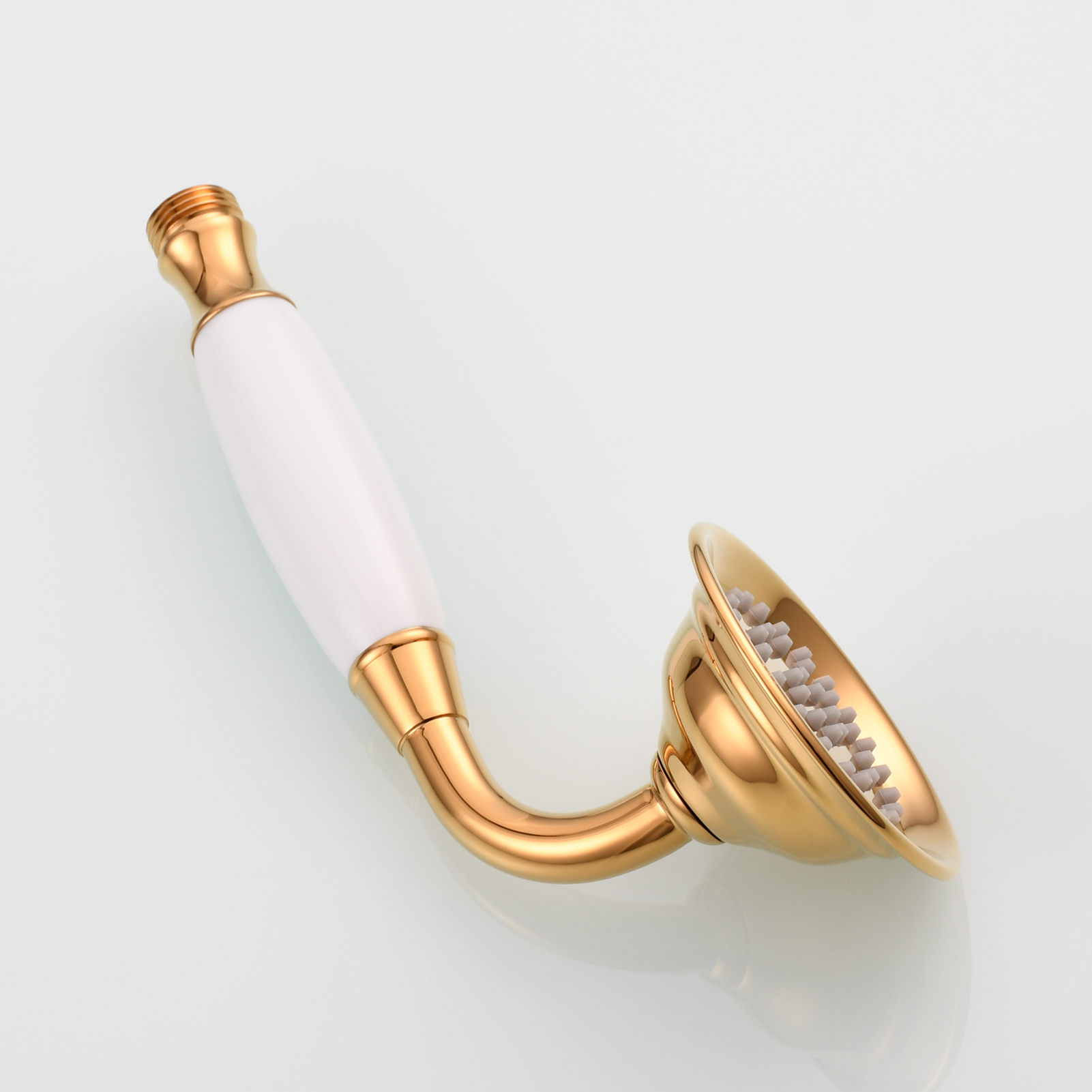 Tecmolog Brass PVD Gold Telephone Shower Head/Showee Set, Water Saving Handheld Shower Sprayer with 59" Shower Hose and Holder