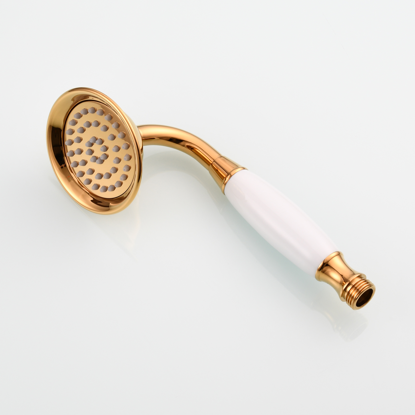 Tecmolog Brass PVD Gold Telephone Shower Head/Showee Set, Water Saving Handheld Shower Sprayer with 59" Shower Hose and Holder