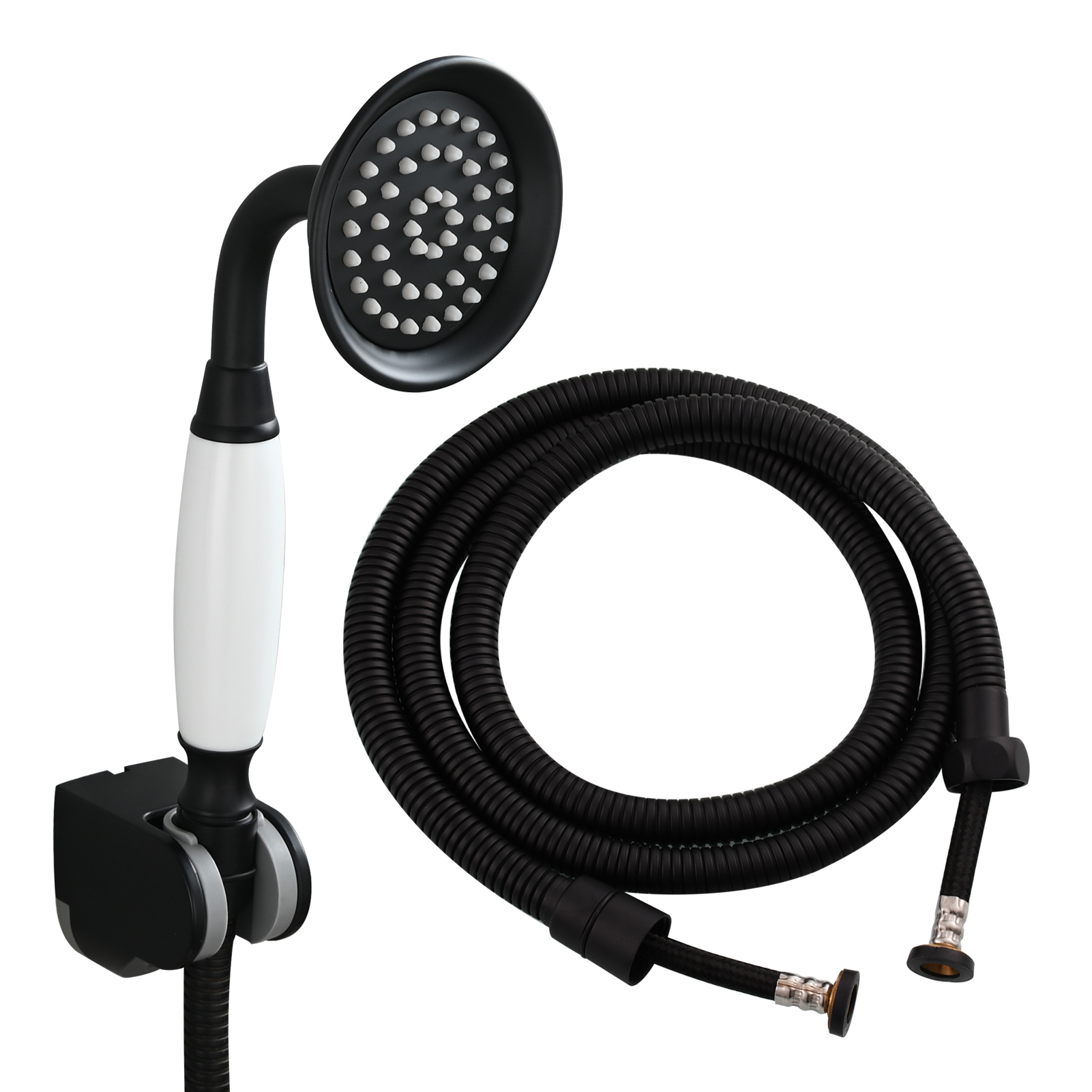 Tecmolog Brass PVD Gold Telephone Shower Head/Showee Set, Water Saving Handheld Shower Sprayer with 59" Shower Hose and Holder