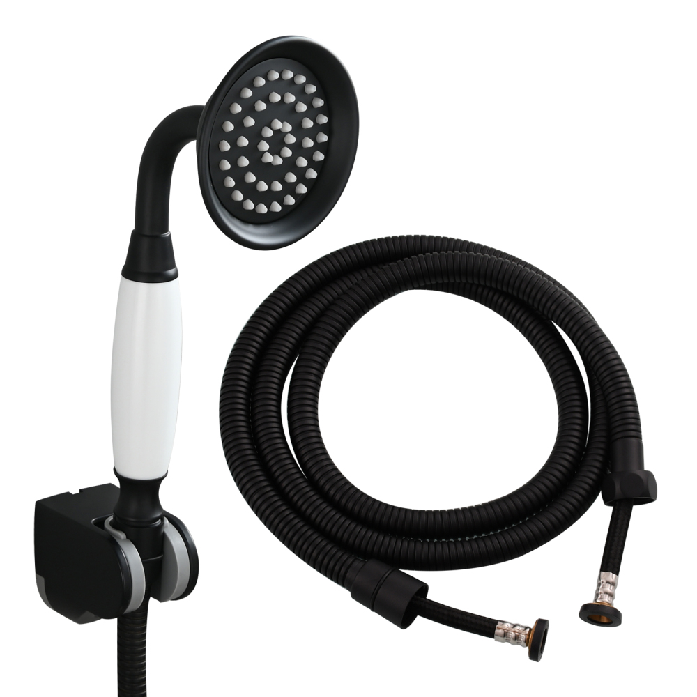Tecmolog Brass PVD Gold Telephone Shower Head/Showee Set, Water Saving Handheld Shower Sprayer with 59" Shower Hose and Holder