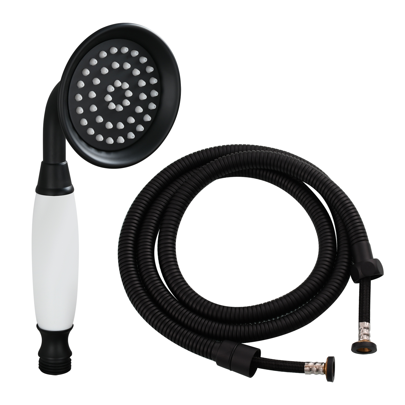 Tecmolog Brass PVD Gold Telephone Shower Head/Showee Set, Water Saving Handheld Shower Sprayer with 59" Shower Hose and Holder