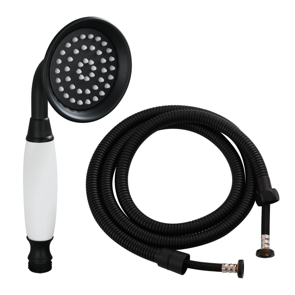 Tecmolog Brass PVD Gold Telephone Shower Head/Showee Set, Water Saving Handheld Shower Sprayer with 59" Shower Hose and Holder