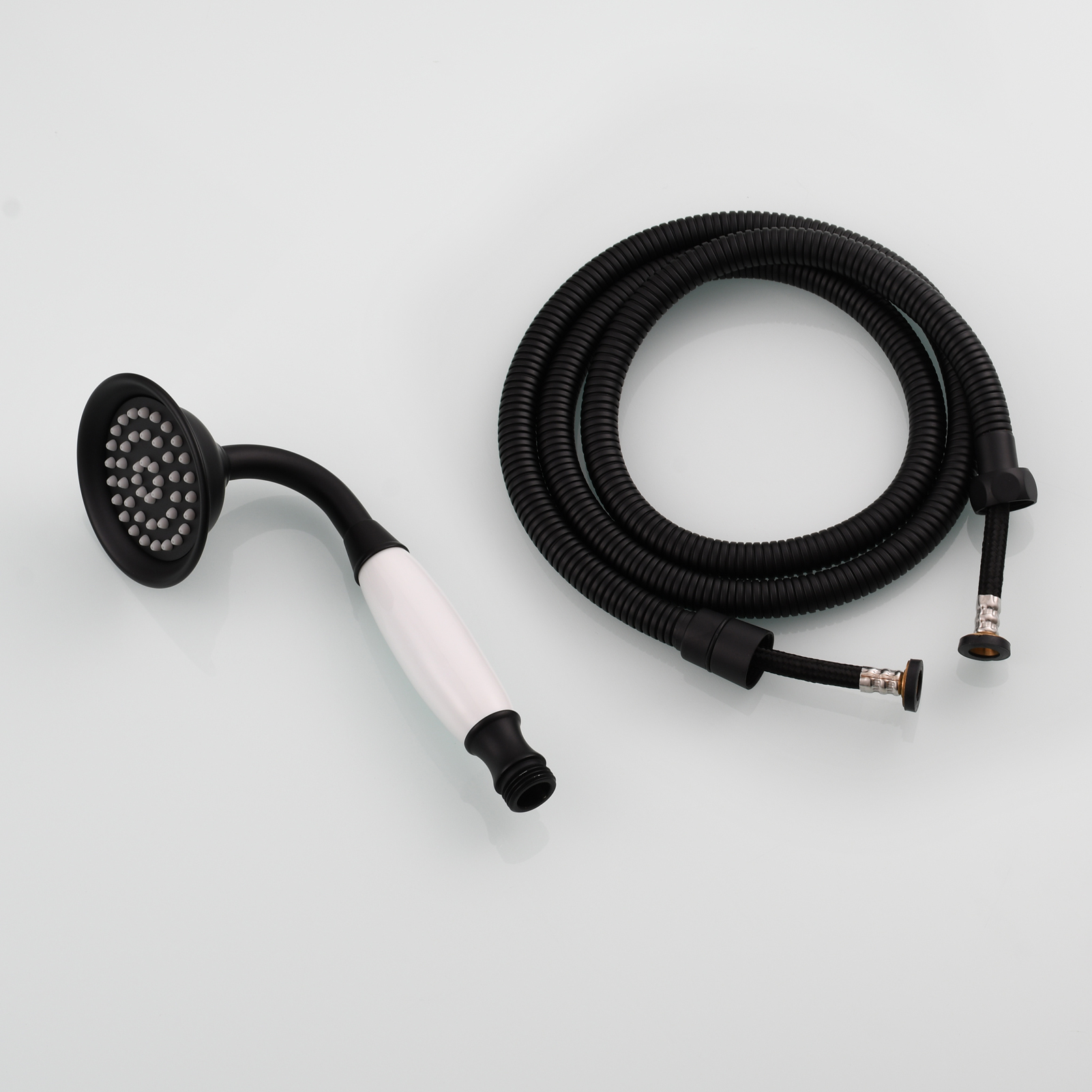 Tecmolog Brass PVD Gold Telephone Shower Head/Showee Set, Water Saving Handheld Shower Sprayer with 59" Shower Hose and Holder