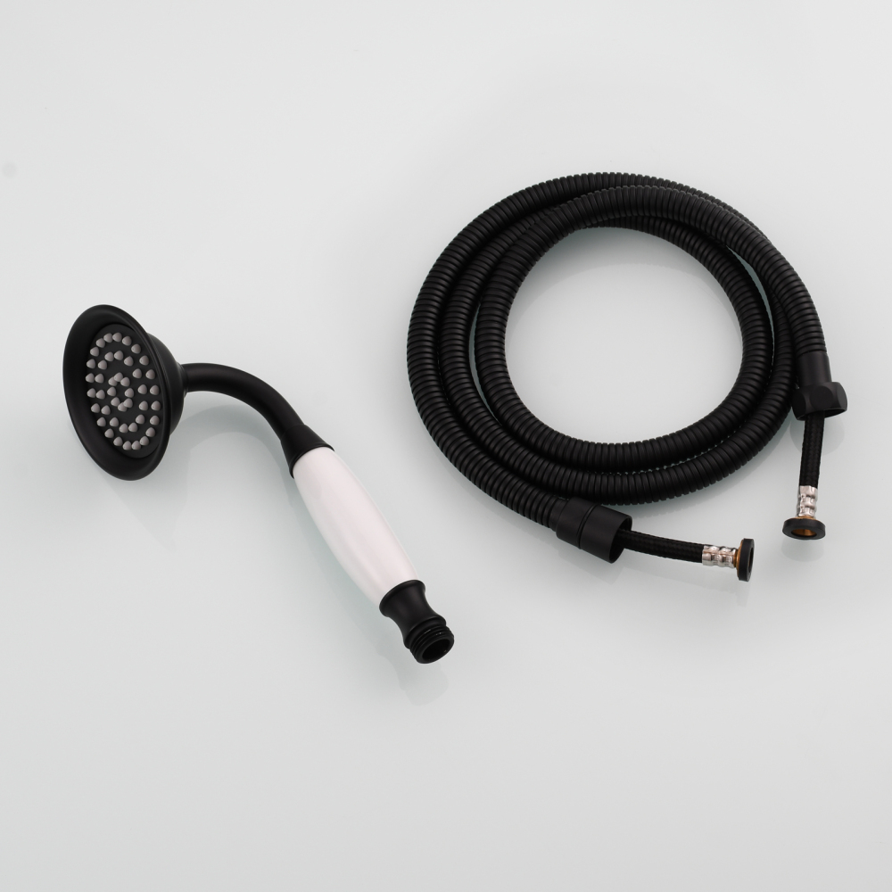 Tecmolog Brass PVD Gold Telephone Shower Head/Showee Set, Water Saving Handheld Shower Sprayer with 59" Shower Hose and Holder