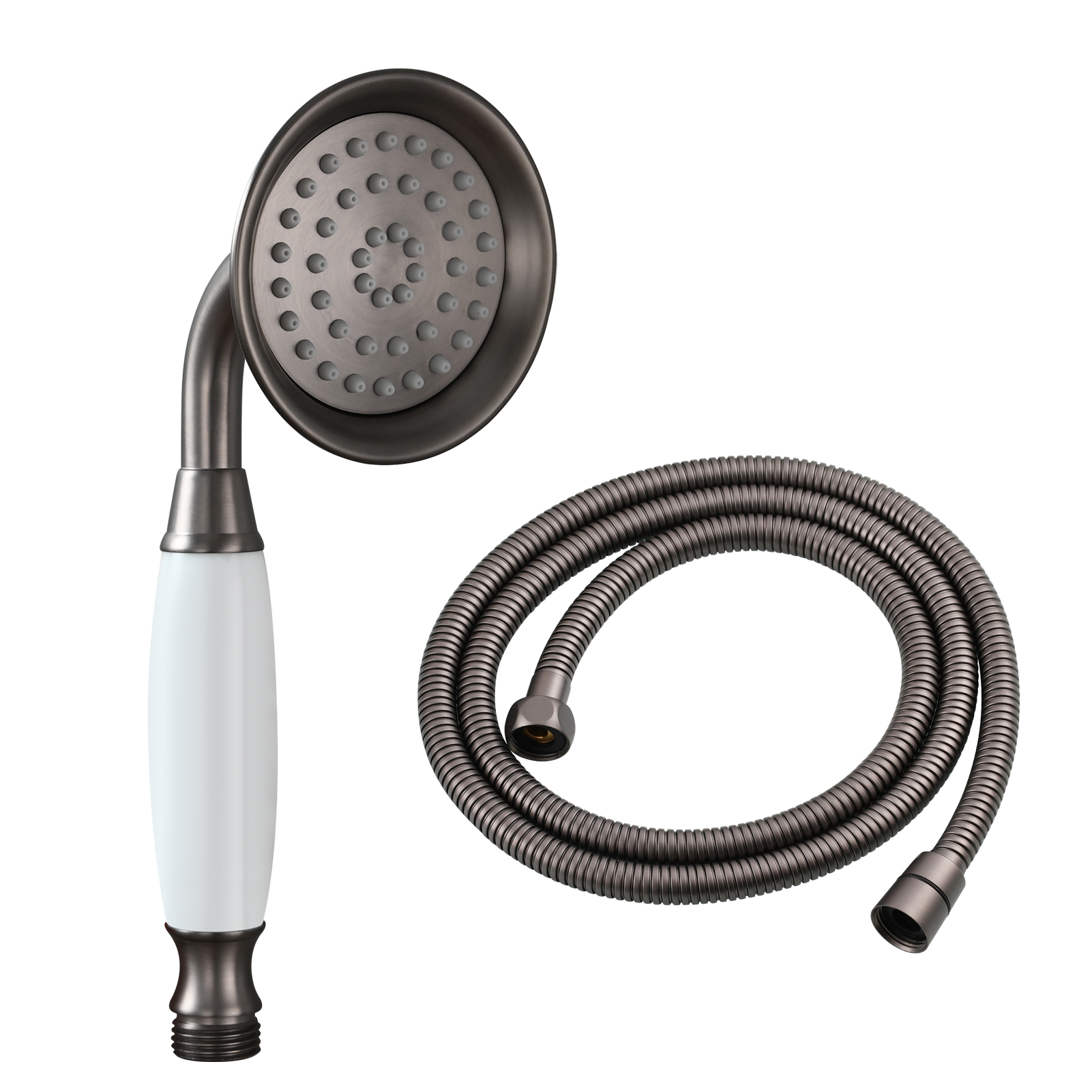 Tecmolog Brass PVD Gold Telephone Shower Head/Showee Set, Water Saving Handheld Shower Sprayer with 59" Shower Hose and Holder