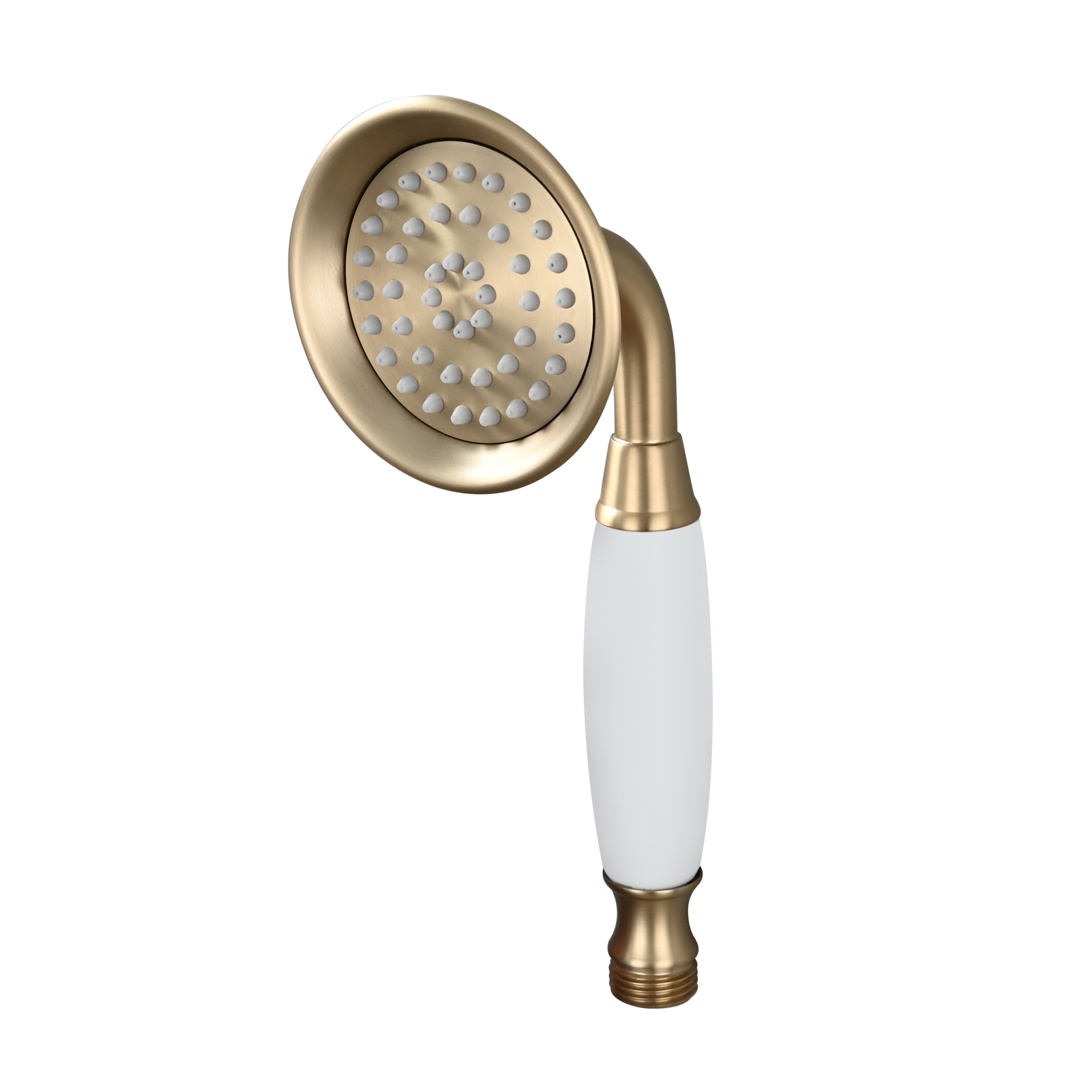 Tecmolog Brass PVD Gold Telephone Shower Head/Showee Set, Water Saving Handheld Shower Sprayer with 59" Shower Hose and Holder