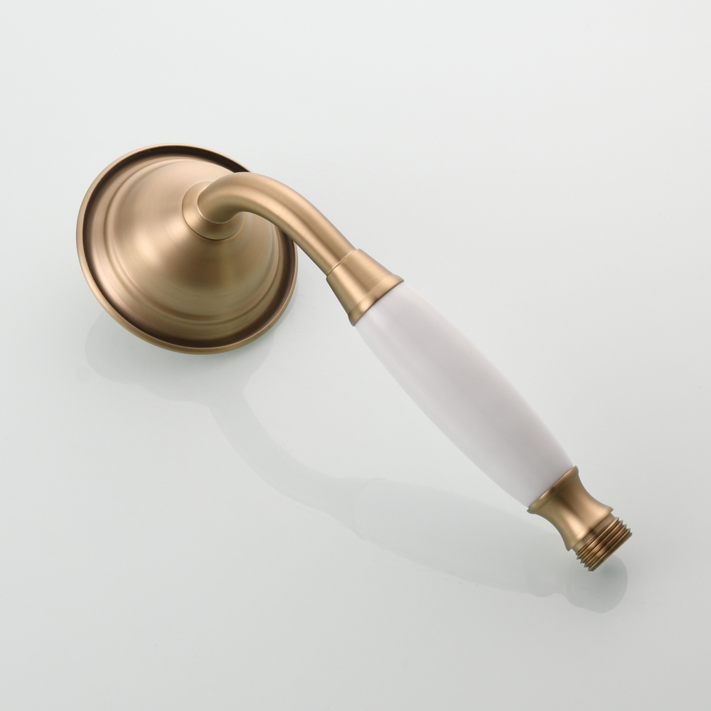 Tecmolog Brass PVD Gold Telephone Shower Head/Showee Set, Water Saving Handheld Shower Sprayer with 59" Shower Hose and Holder