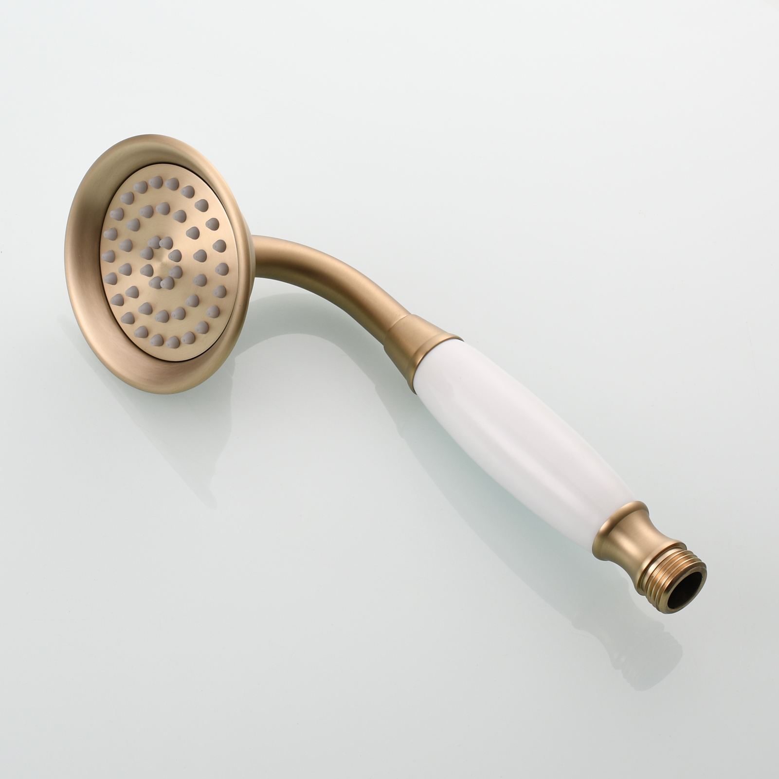 Tecmolog Brass PVD Gold Telephone Shower Head/Showee Set, Water Saving Handheld Shower Sprayer with 59" Shower Hose and Holder