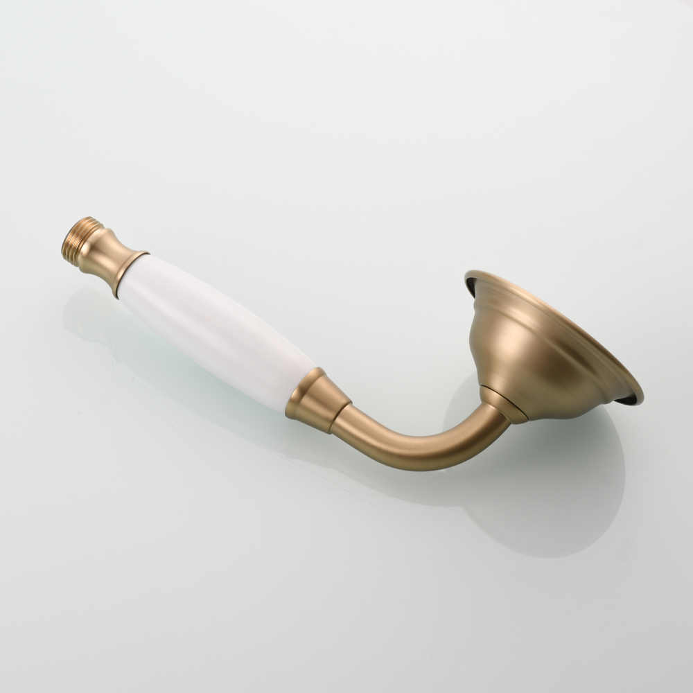 Tecmolog Brass PVD Gold Telephone Shower Head/Showee Set, Water Saving Handheld Shower Sprayer with 59" Shower Hose and Holder