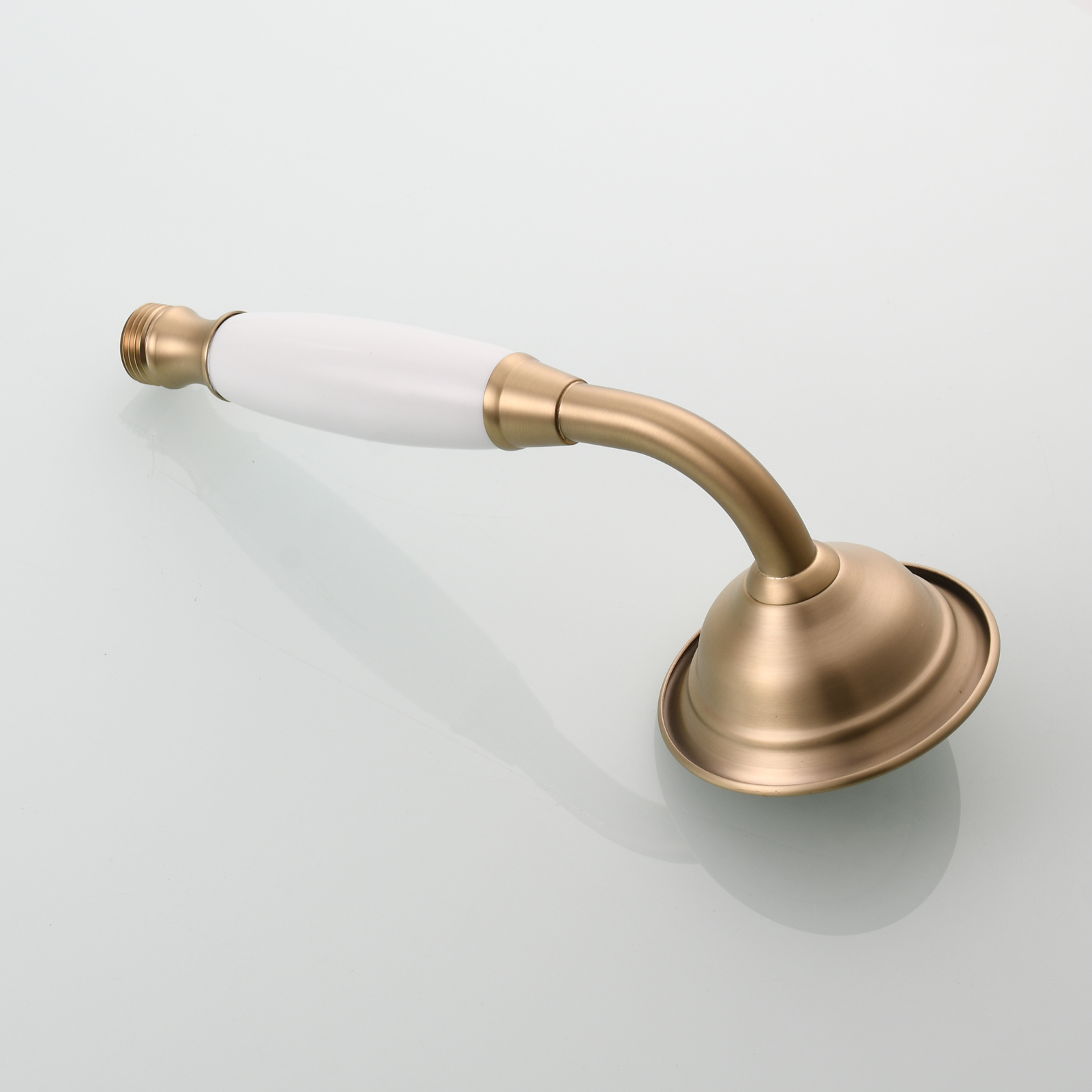 Tecmolog Brass PVD Gold Telephone Shower Head/Showee Set, Water Saving Handheld Shower Sprayer with 59" Shower Hose and Holder