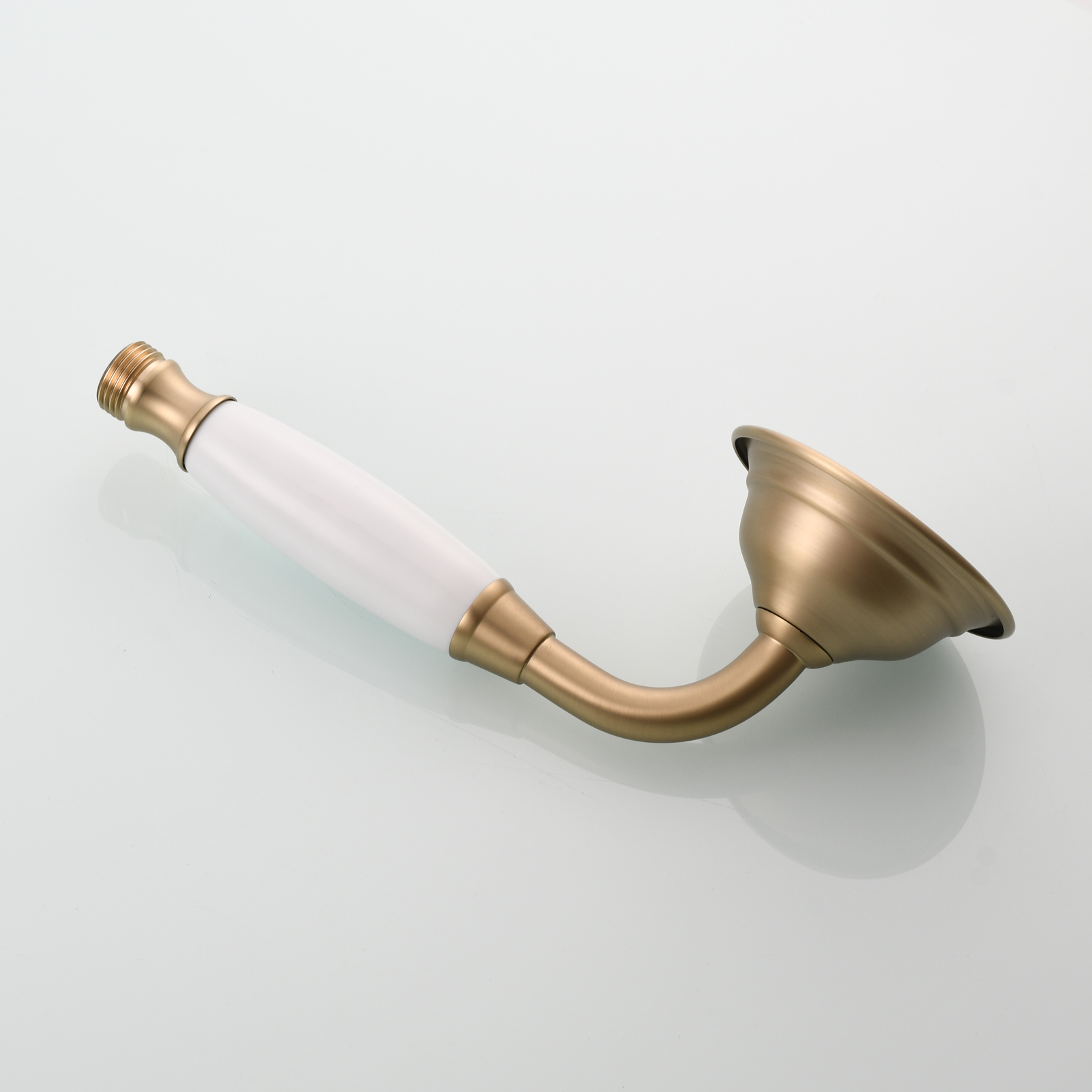 Tecmolog Brass PVD Gold Telephone Shower Head/Showee Set, Water Saving Handheld Shower Sprayer with 59" Shower Hose and Holder