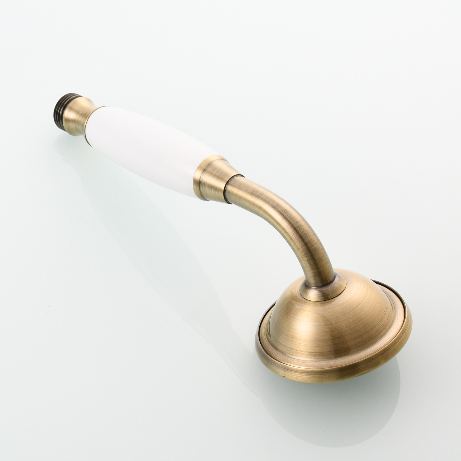 Tecmolog Brass PVD Gold Telephone Shower Head/Showee Set, Water Saving Handheld Shower Sprayer with 59" Shower Hose and Holder