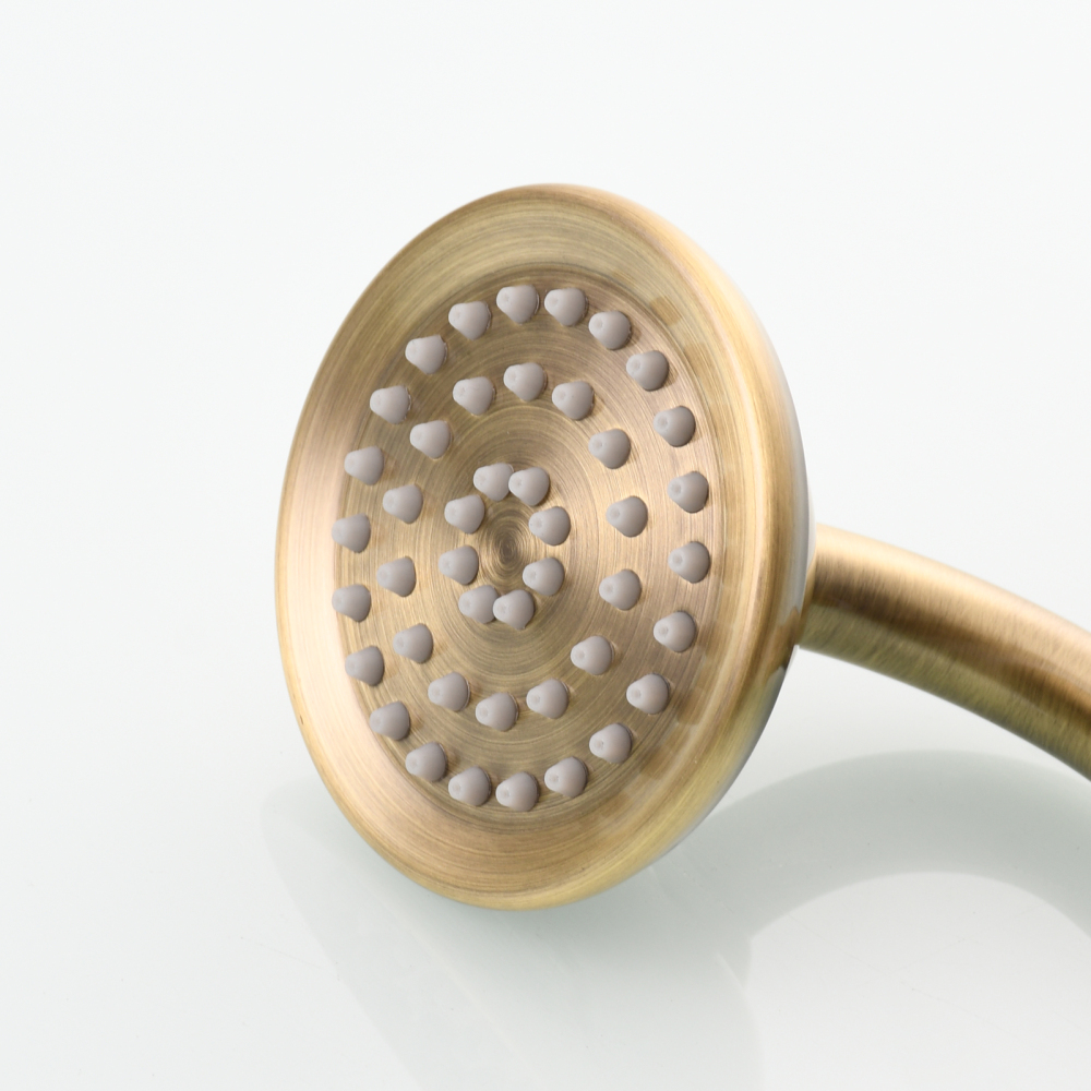 Tecmolog Brass PVD Gold Telephone Shower Head/Showee Set, Water Saving Handheld Shower Sprayer with 59" Shower Hose and Holder