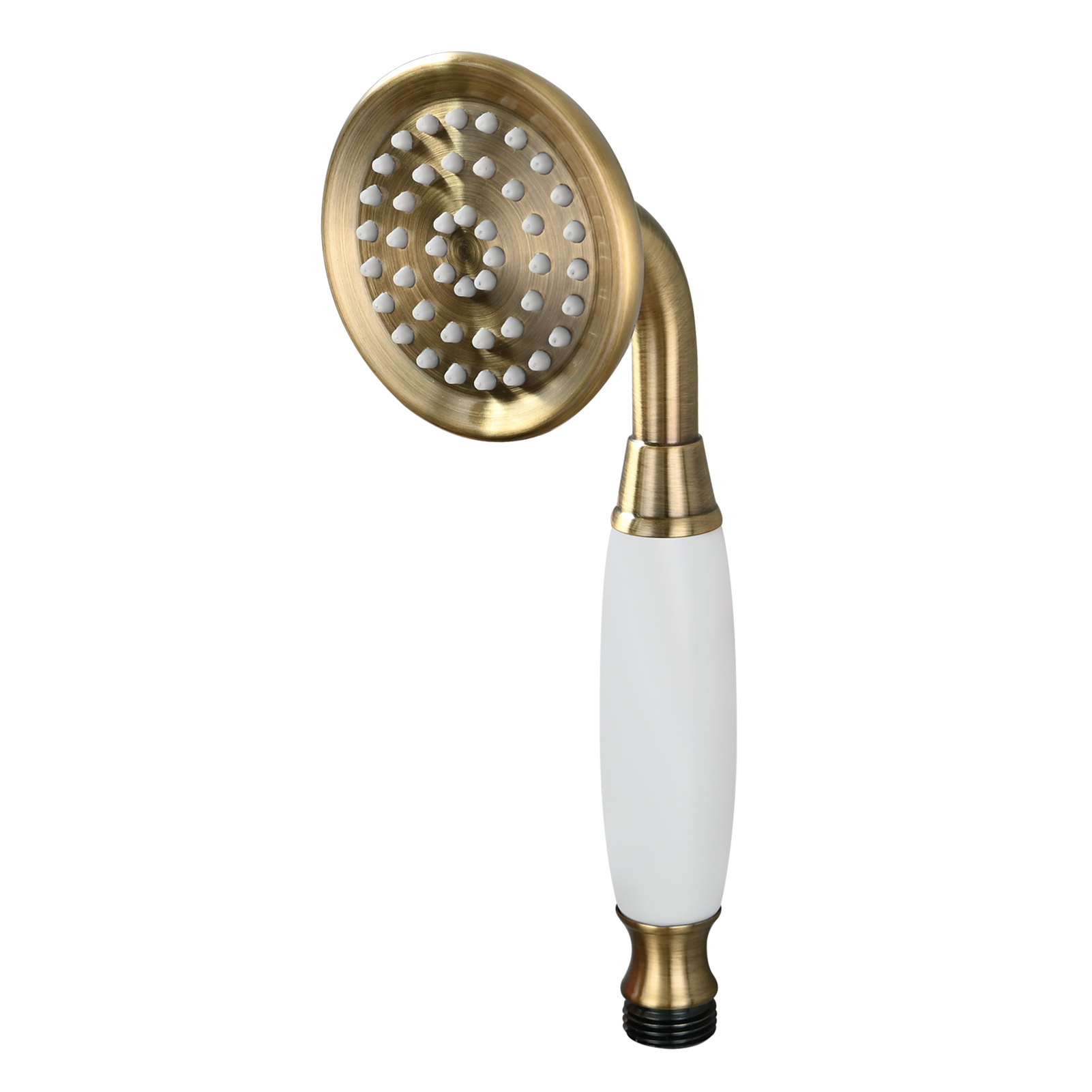 Tecmolog Brass PVD Gold Telephone Shower Head/Showee Set, Water Saving Handheld Shower Sprayer with 59" Shower Hose and Holder