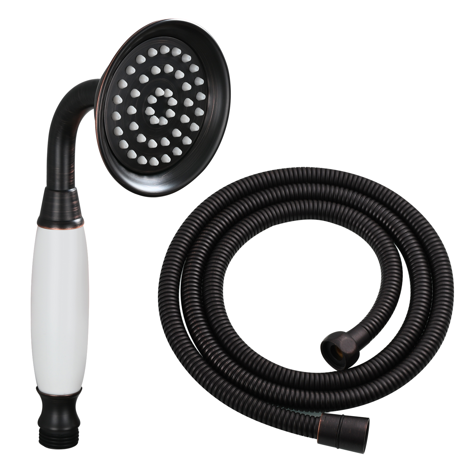 Tecmolog Brass PVD Gold Telephone Shower Head/Showee Set, Water Saving Handheld Shower Sprayer with 59" Shower Hose and Holder