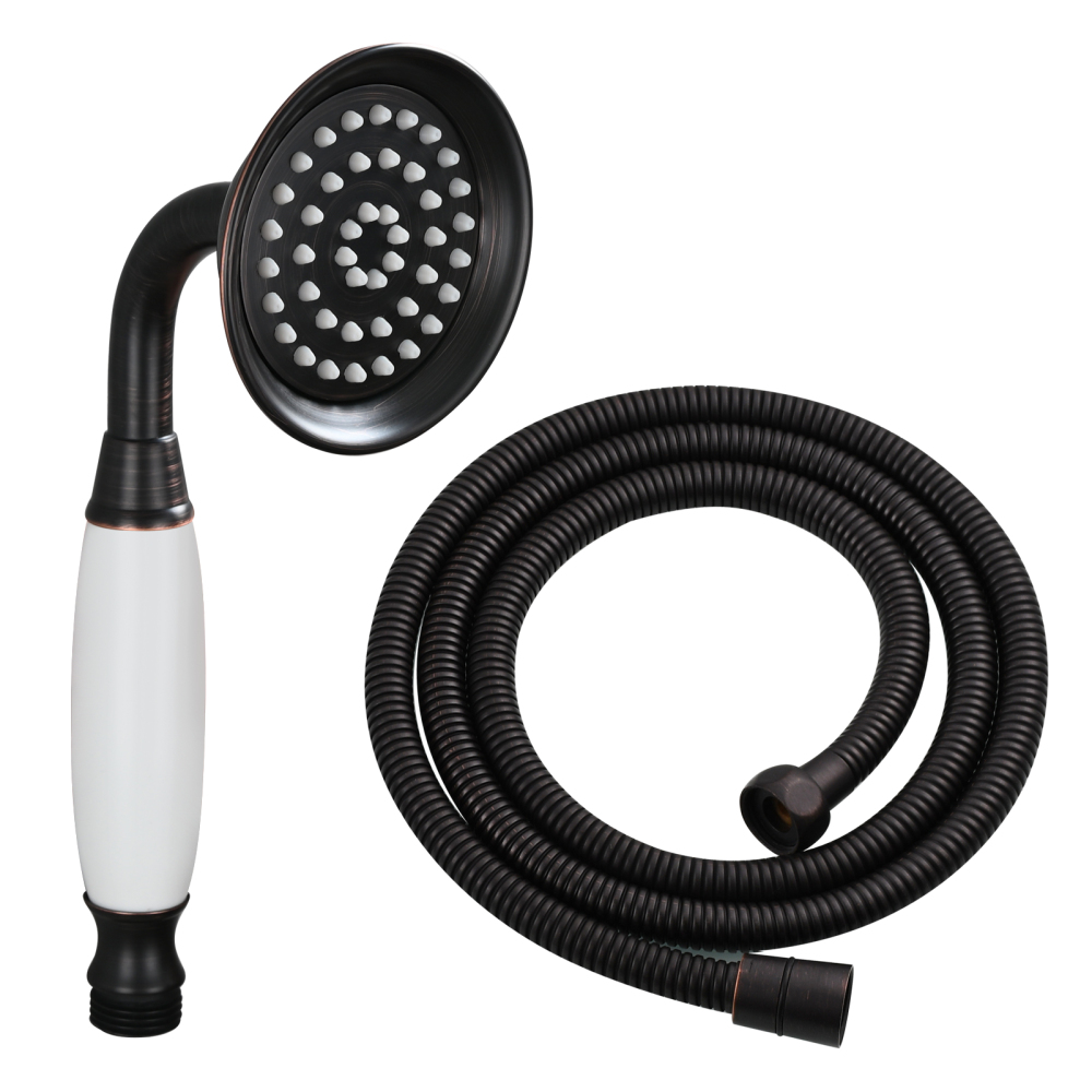 Tecmolog Brass PVD Gold Telephone Shower Head/Showee Set, Water Saving Handheld Shower Sprayer with 59" Shower Hose and Holder