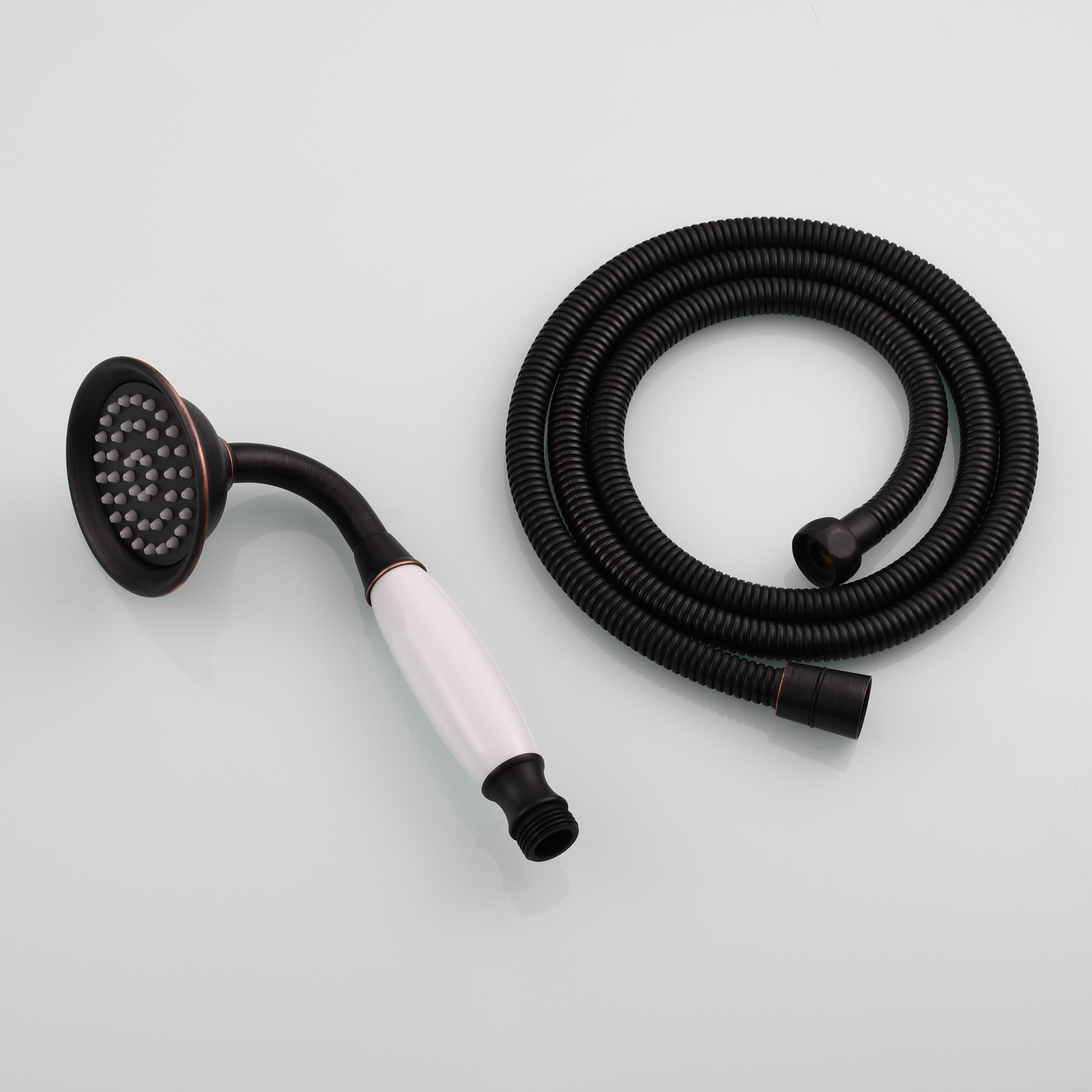 Tecmolog Brass PVD Gold Telephone Shower Head/Showee Set, Water Saving Handheld Shower Sprayer with 59" Shower Hose and Holder