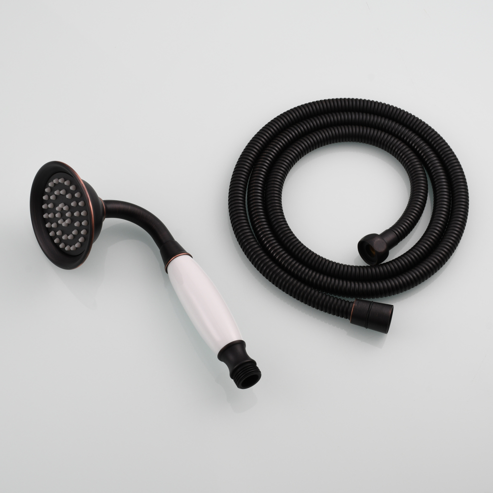 Tecmolog Brass PVD Gold Telephone Shower Head/Showee Set, Water Saving Handheld Shower Sprayer with 59" Shower Hose and Holder