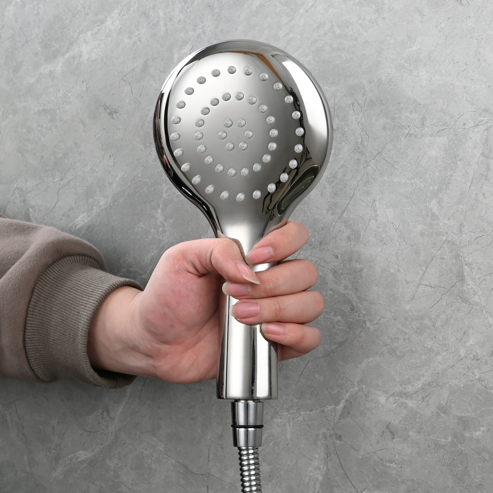 Tecmolog 304 Stainless Steel Shower Head Silicone Water Outlet Panel HandHead Shower Head Suitable for G1/2 Connector