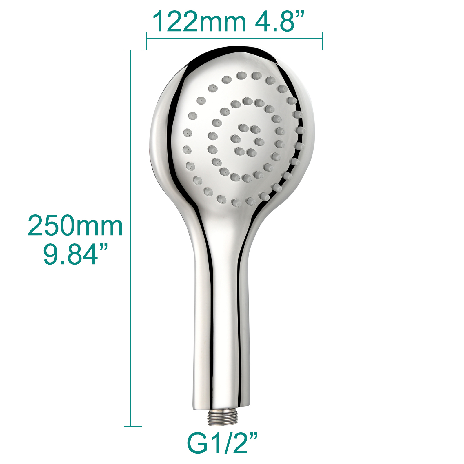Tecmolog 304 Stainless Steel Shower Head Silicone Water Outlet Panel HandHead Shower Head Suitable for G1/2 Connector