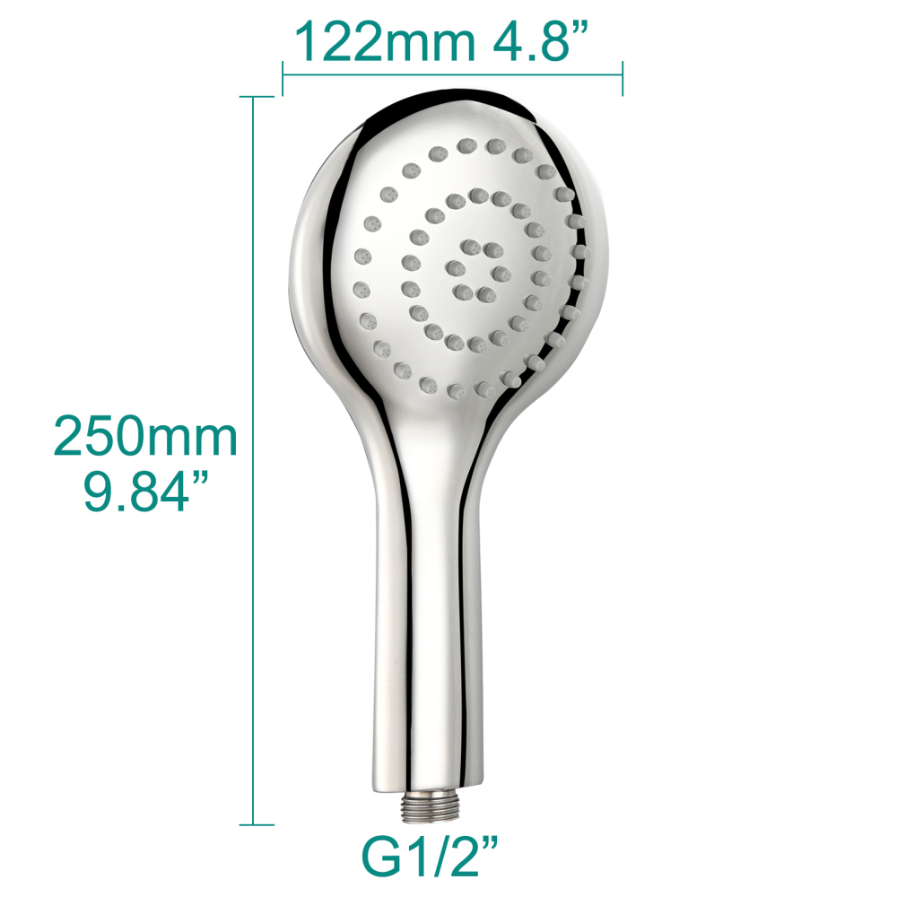 Tecmolog 304 Stainless Steel Shower Head Silicone Water Outlet Panel HandHead Shower Head Suitable for G1/2 Connector