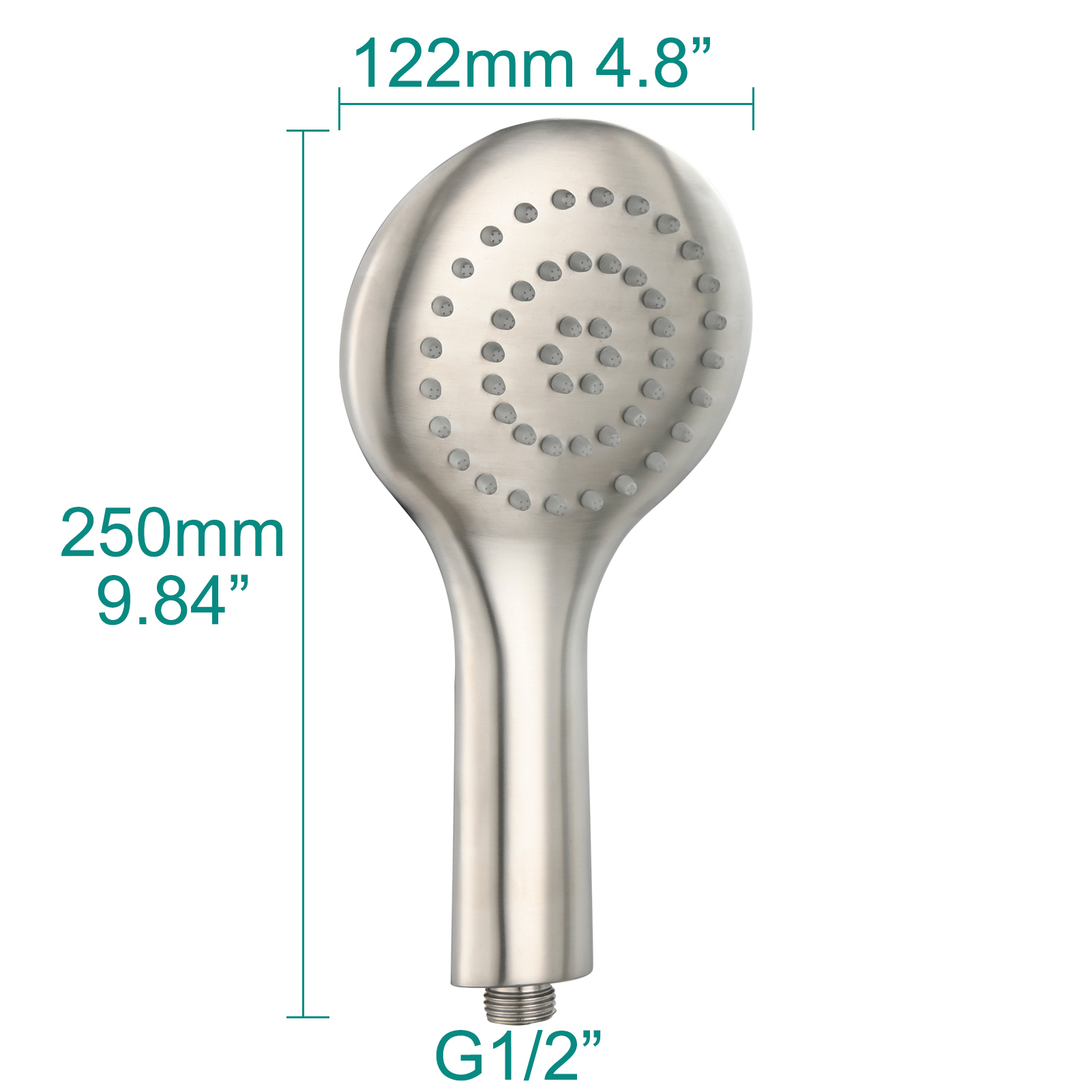 Tecmolog 304 Stainless Steel Shower Head Silicone Water Outlet Panel HandHead Shower Head Suitable for G1/2 Connector