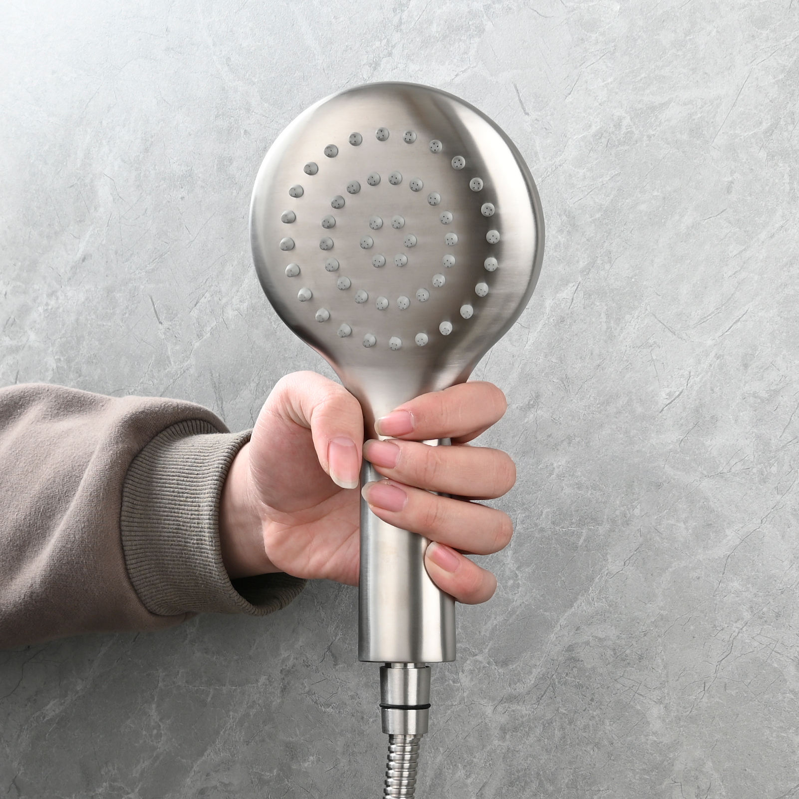 Tecmolog 304 Stainless Steel Shower Head Silicone Water Outlet Panel HandHead Shower Head Suitable for G1/2 Connector