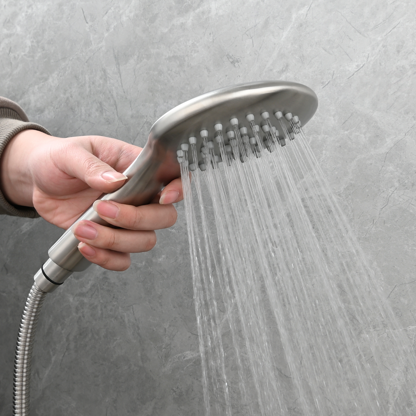 Tecmolog 304 Stainless Steel Shower Head Silicone Water Outlet Panel HandHead Shower Head Suitable for G1/2 Connector