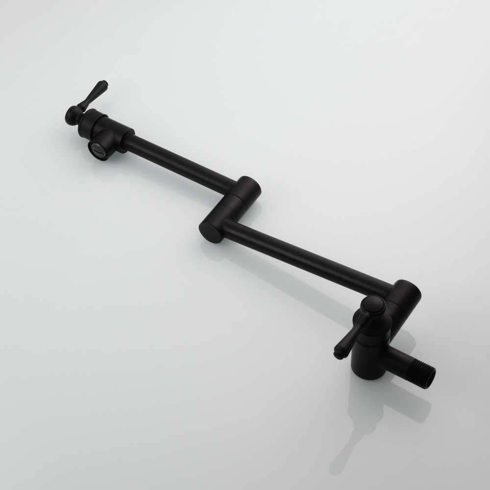Tecmolog Brass Folding Double Joint Swing Arm Kitchen Faucet Single Hole Two Handles Kitchen Single Cold