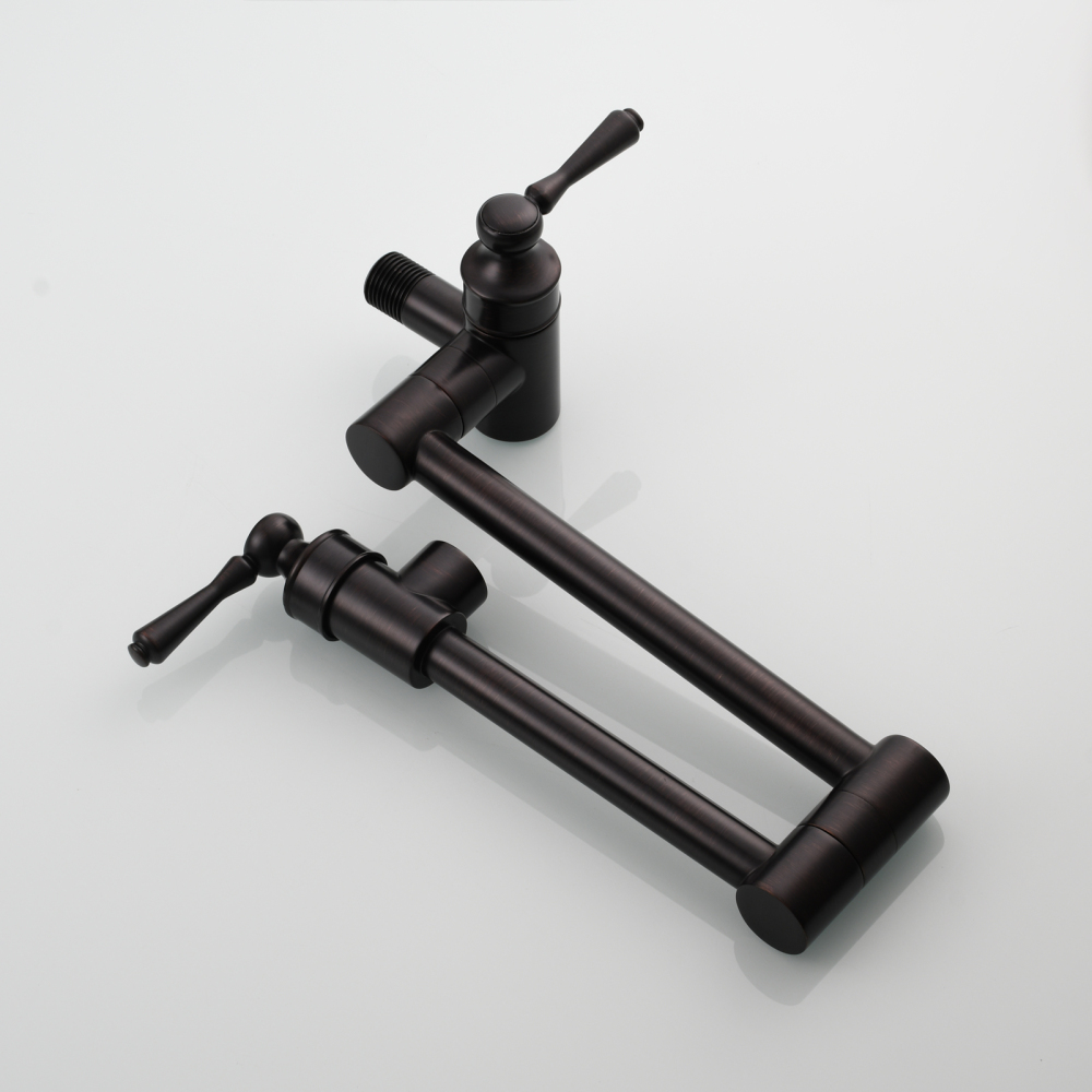 Tecmolog Brass Folding Double Joint Swing Arm Kitchen Faucet Single Hole Two Handles Kitchen Single Cold