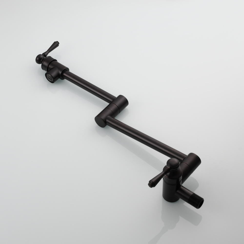 Tecmolog Brass Folding Double Joint Swing Arm Kitchen Faucet Single Hole Two Handles Kitchen Single Cold
