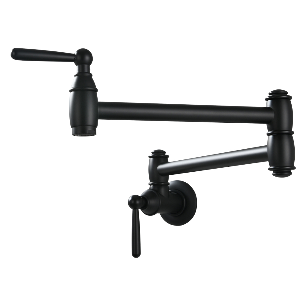 Tecmolog Brass Pot Filler Folding Wall Mount Faucet with Double Joint Swing Arm Single Hole Faucet