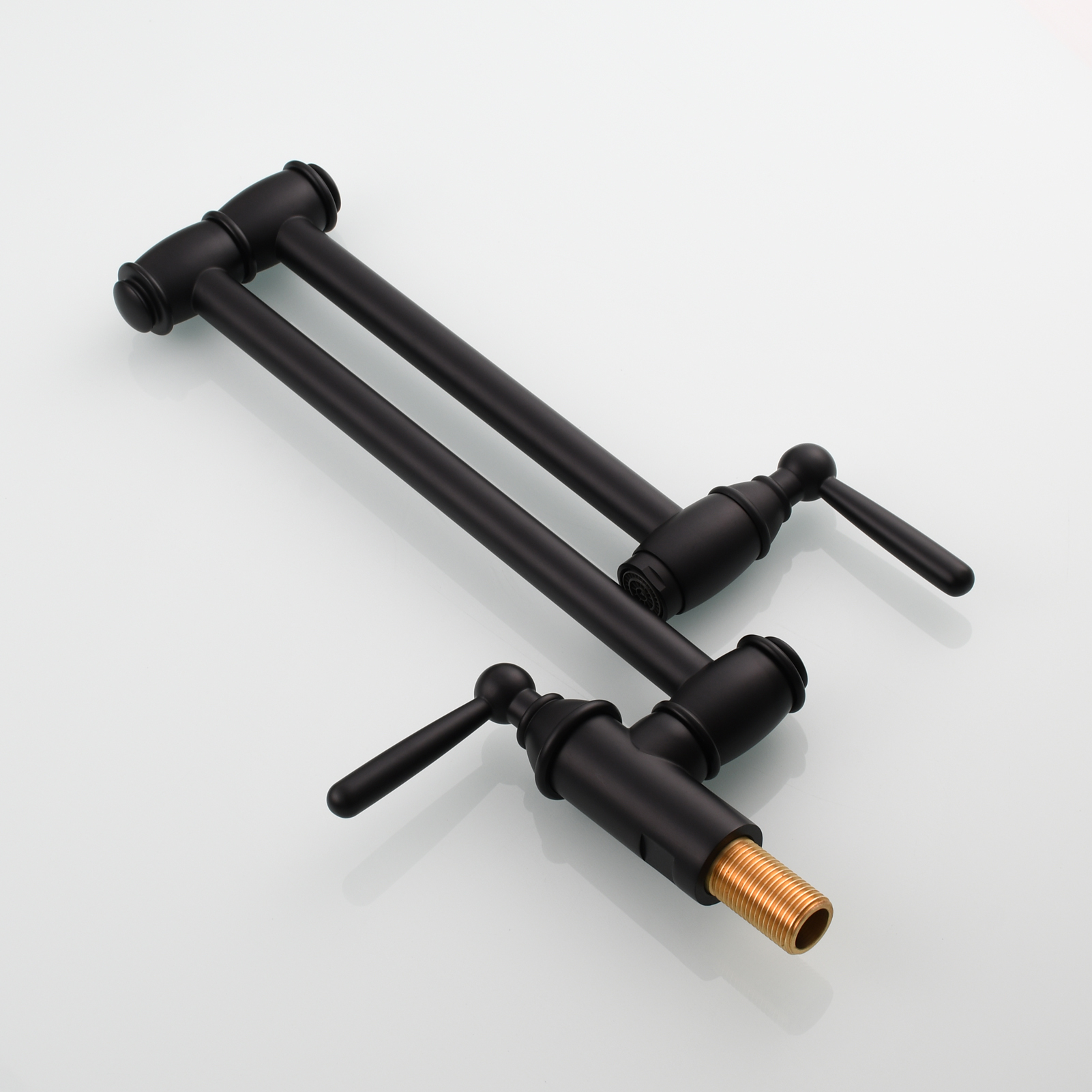 Tecmolog Brass Pot Filler Folding Wall Mount Faucet with Double Joint Swing Arm Single Hole Faucet