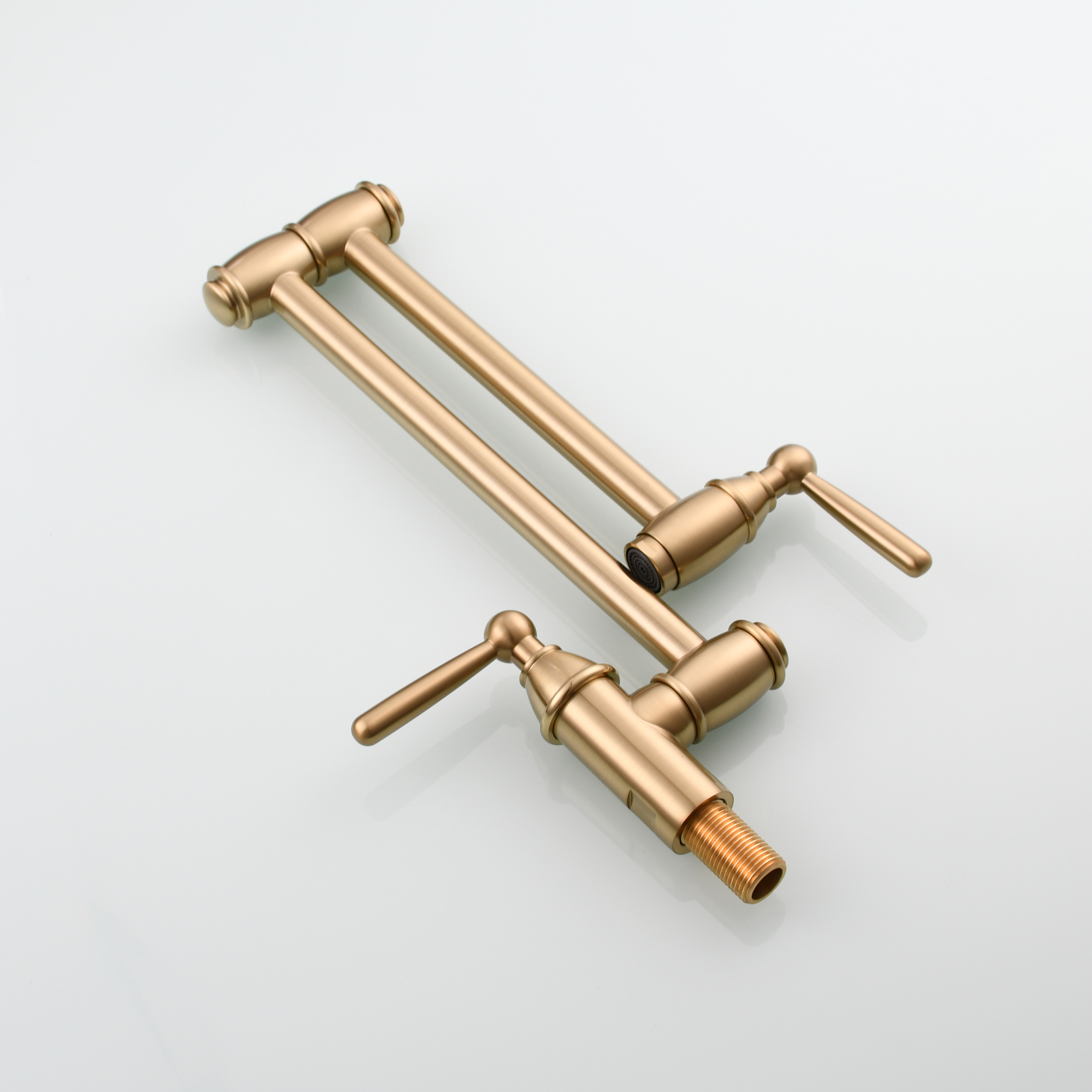 Tecmolog Brass Pot Filler Folding Wall Mount Faucet with Double Joint Swing Arm Single Hole Faucet