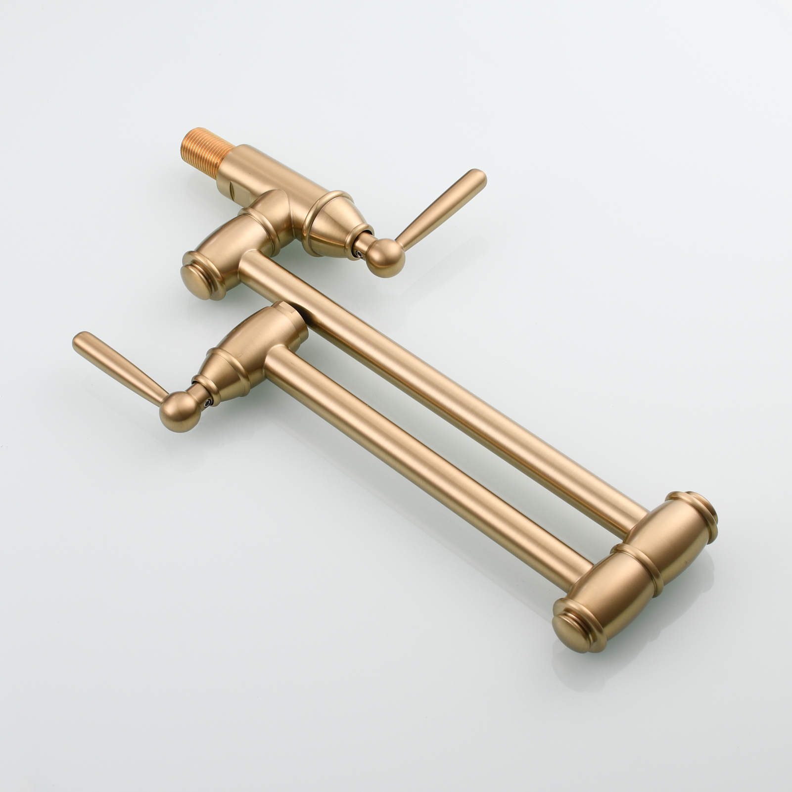 Tecmolog Brass Pot Filler Folding Wall Mount Faucet with Double Joint Swing Arm Single Hole Faucet