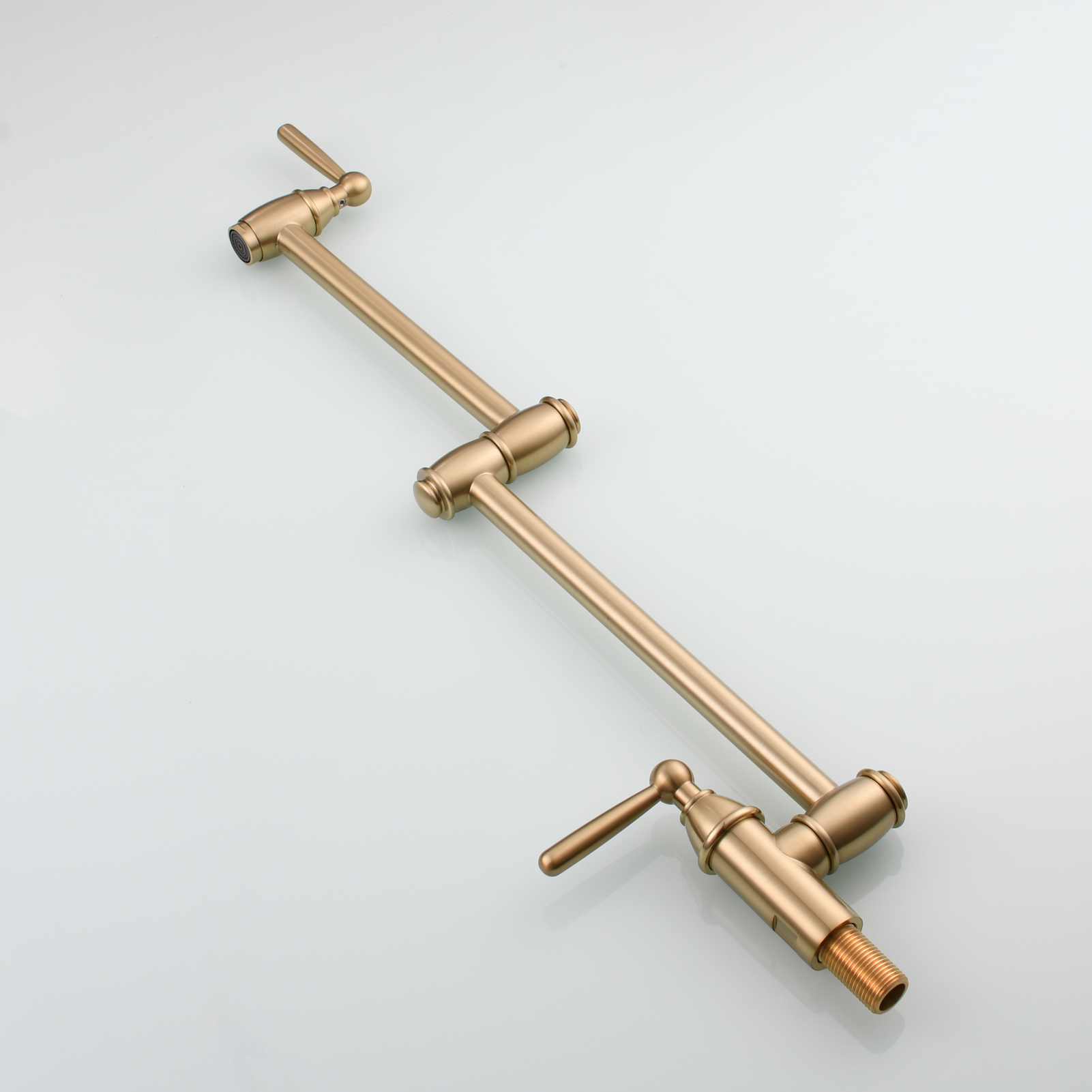 Tecmolog Brass Pot Filler Folding Wall Mount Faucet with Double Joint Swing Arm Single Hole Faucet