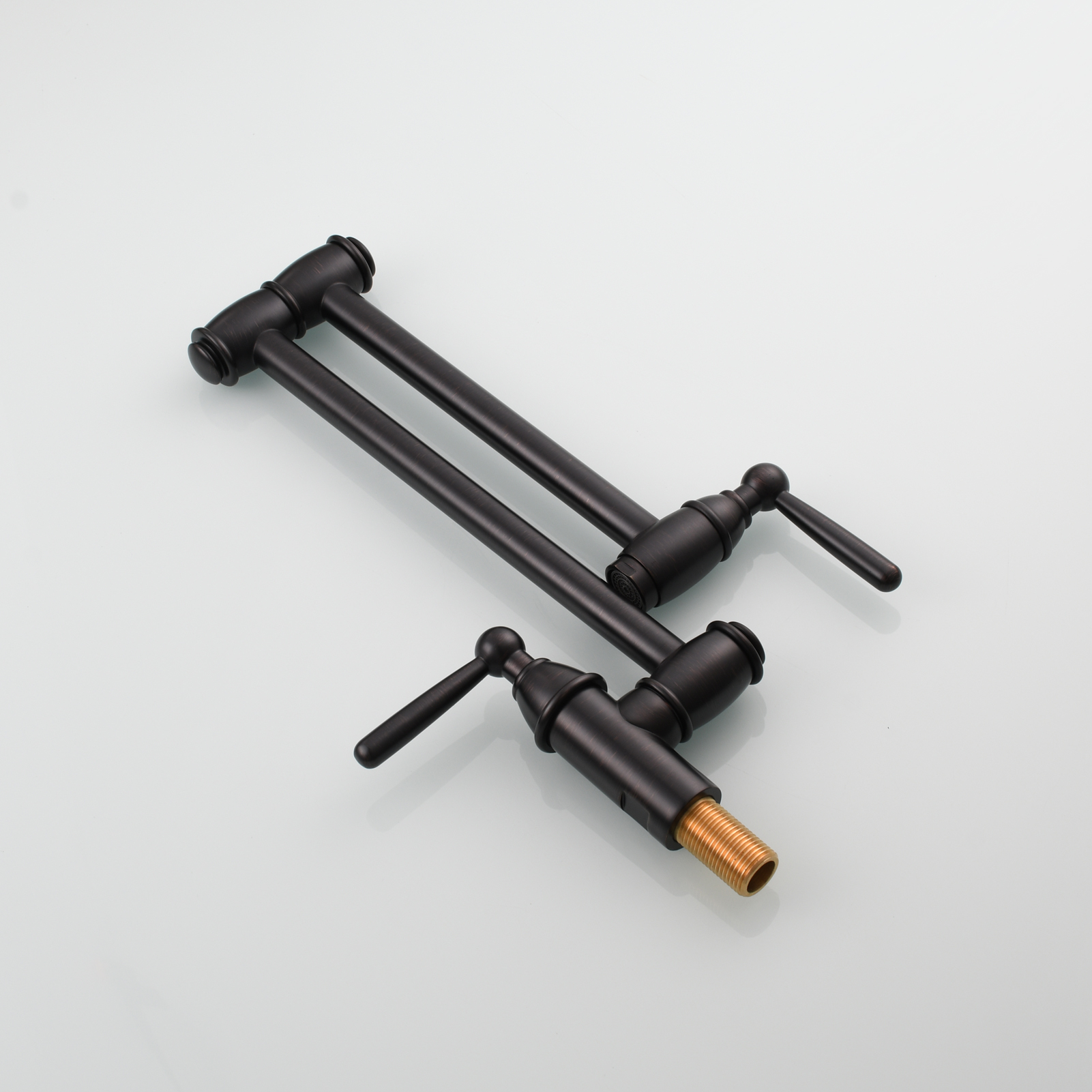 Tecmolog Brass Pot Filler Folding Wall Mount Faucet with Double Joint Swing Arm Single Hole Faucet