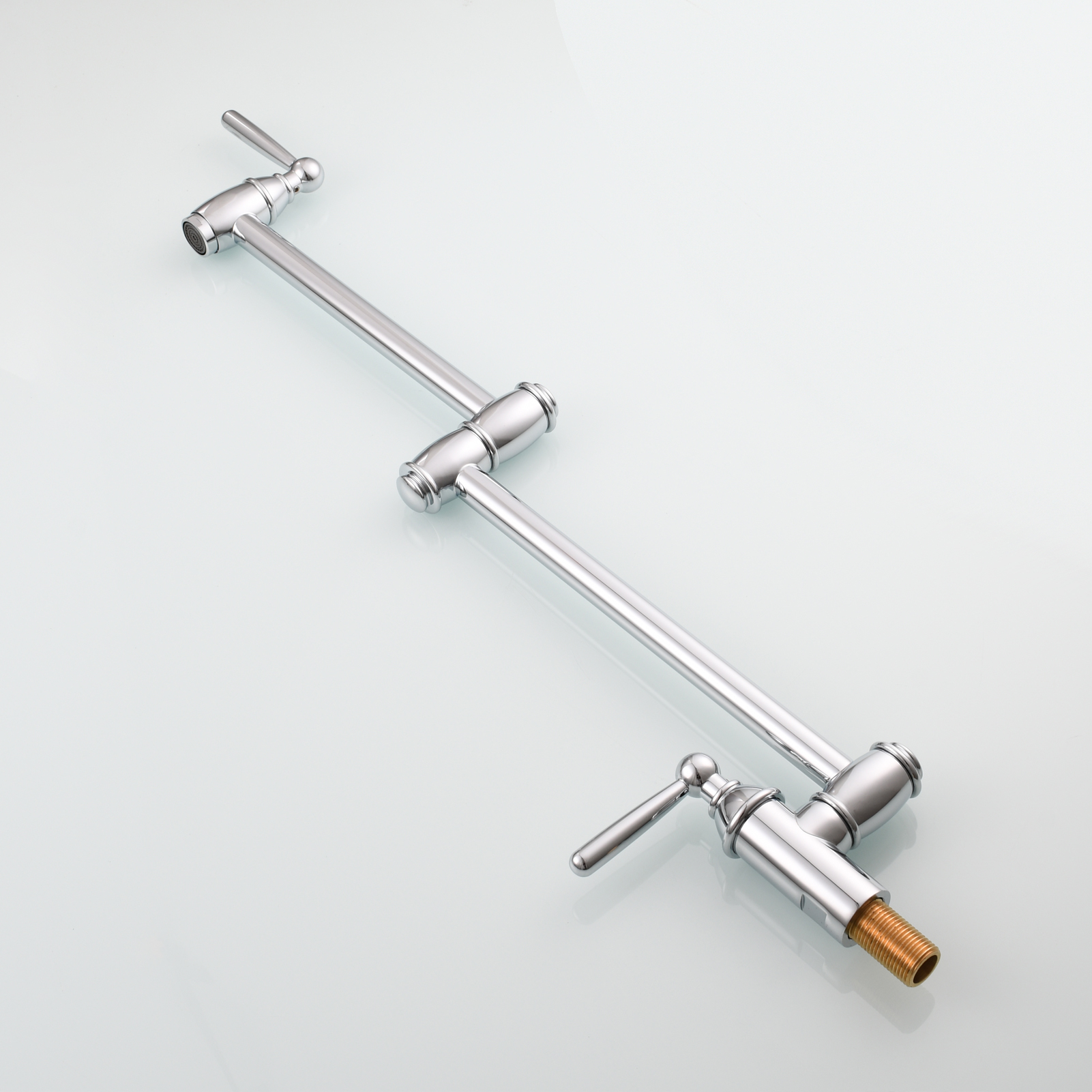 Tecmolog Brass Pot Filler Folding Wall Mount Faucet with Double Joint Swing Arm Single Hole Faucet