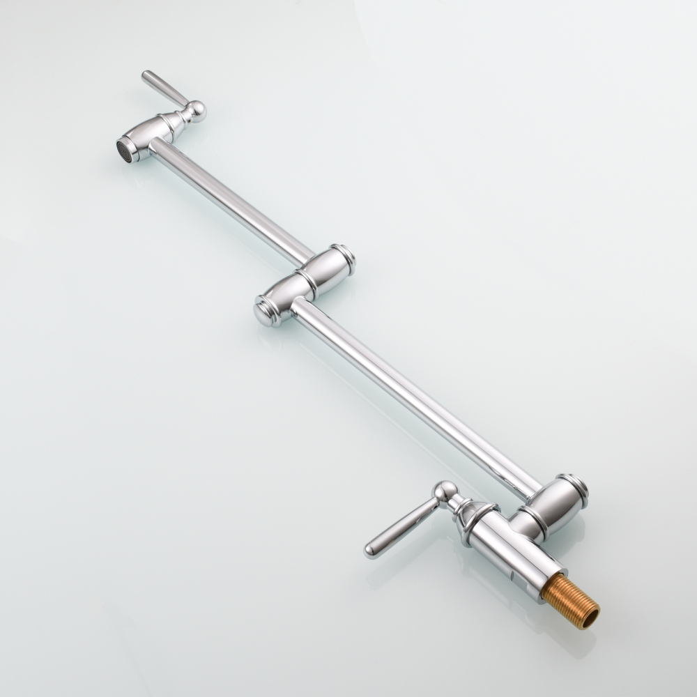 Tecmolog Brass Pot Filler Folding Wall Mount Faucet with Double Joint Swing Arm Single Hole Faucet