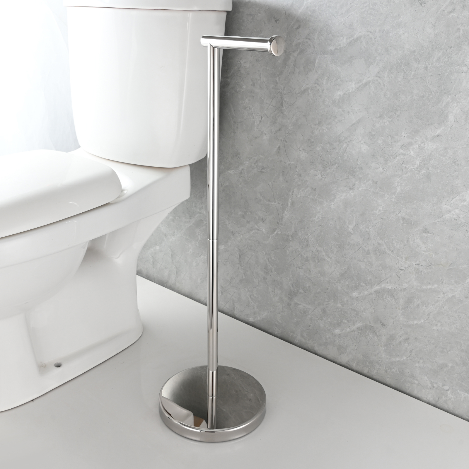 Tecmolog Stainless Steel Free Standing Paper Towel Holder,Black Bathroom Roll Holder with Non-Slip Mat,SBH265B