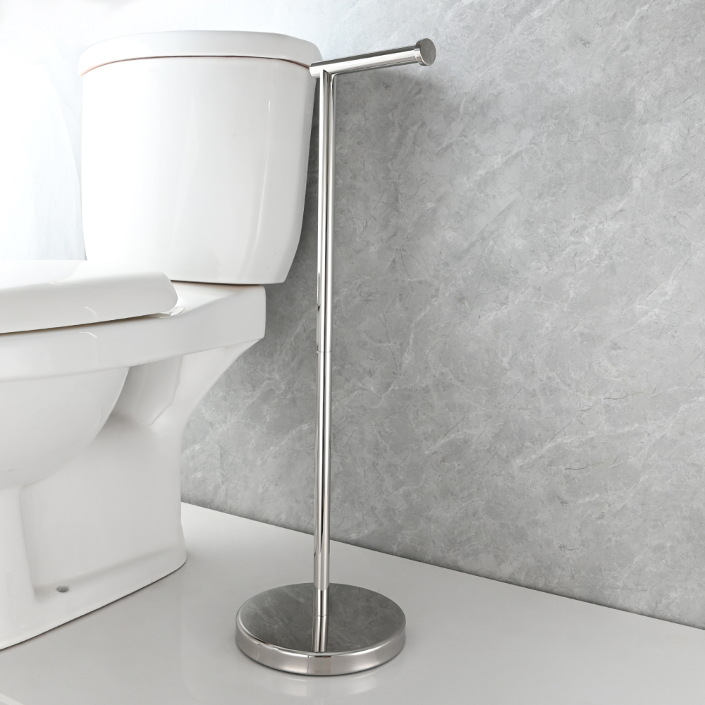 Tecmolog Stainless Steel Free Standing Paper Towel Holder,Black Bathroom Roll Holder with Non-Slip Mat,SBH265B