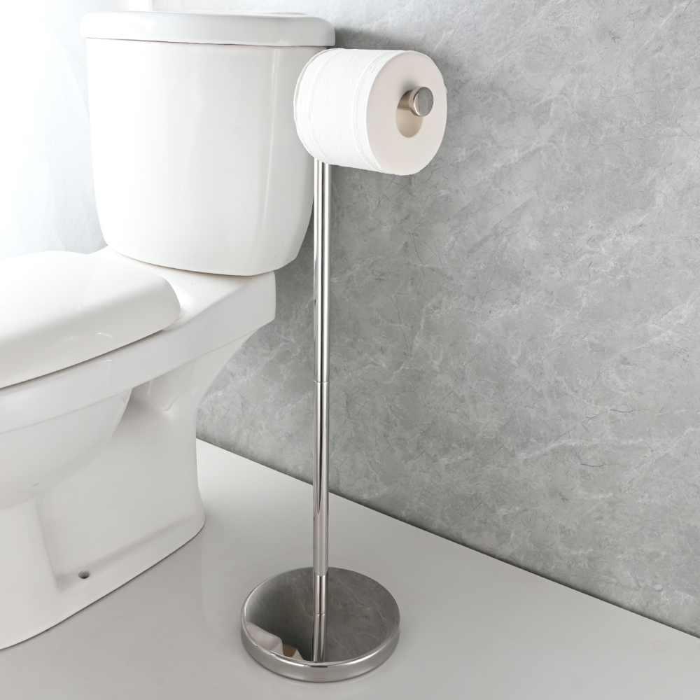 Tecmolog Stainless Steel Free Standing Paper Towel Holder,Black Bathroom Roll Holder with Non-Slip Mat,SBH265B