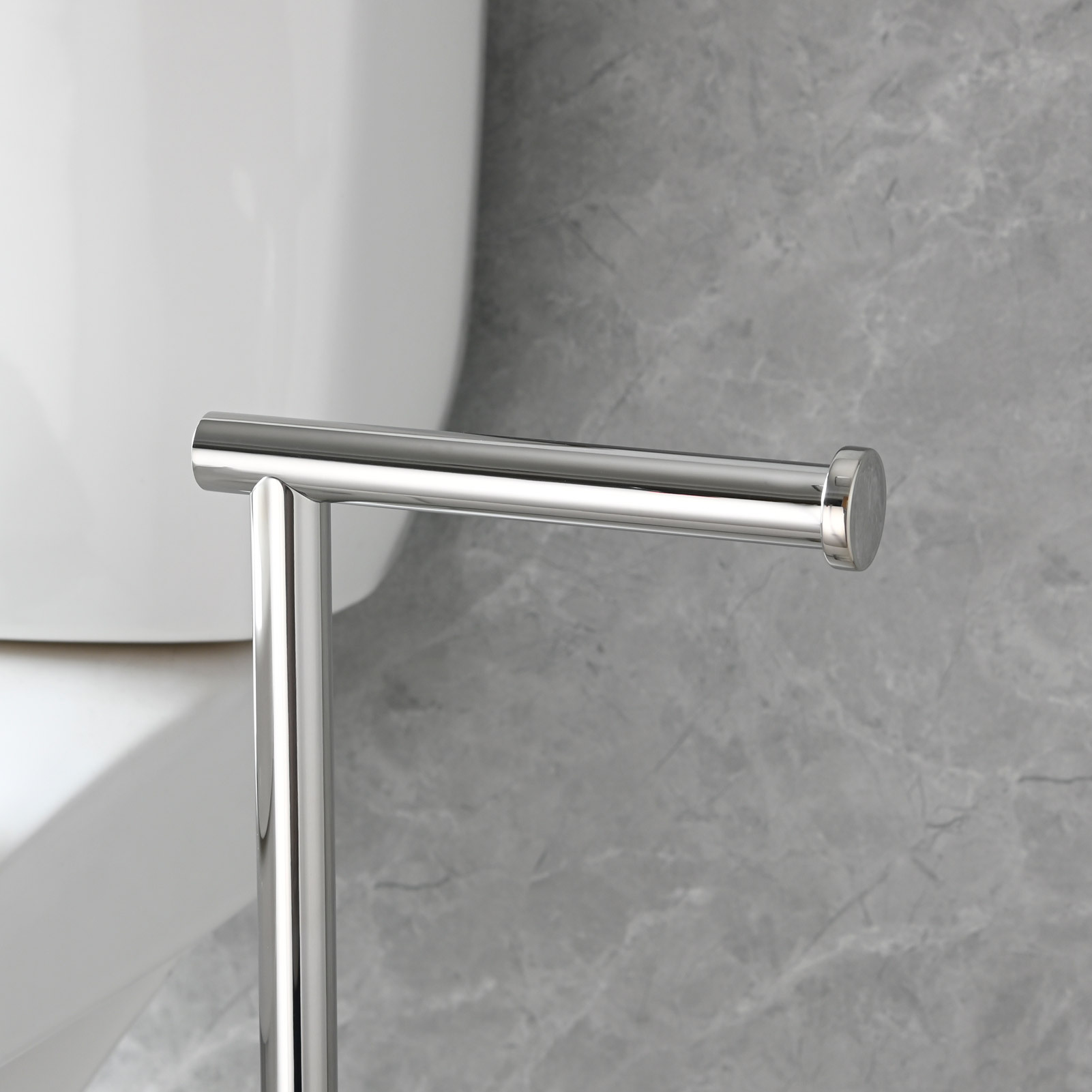 Tecmolog Stainless Steel Free Standing Paper Towel Holder,Black Bathroom Roll Holder with Non-Slip Mat,SBH265B