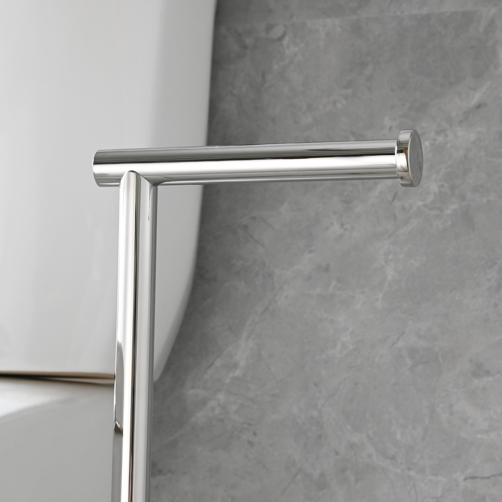 Tecmolog Stainless Steel Free Standing Paper Towel Holder,Black Bathroom Roll Holder with Non-Slip Mat,SBH265B