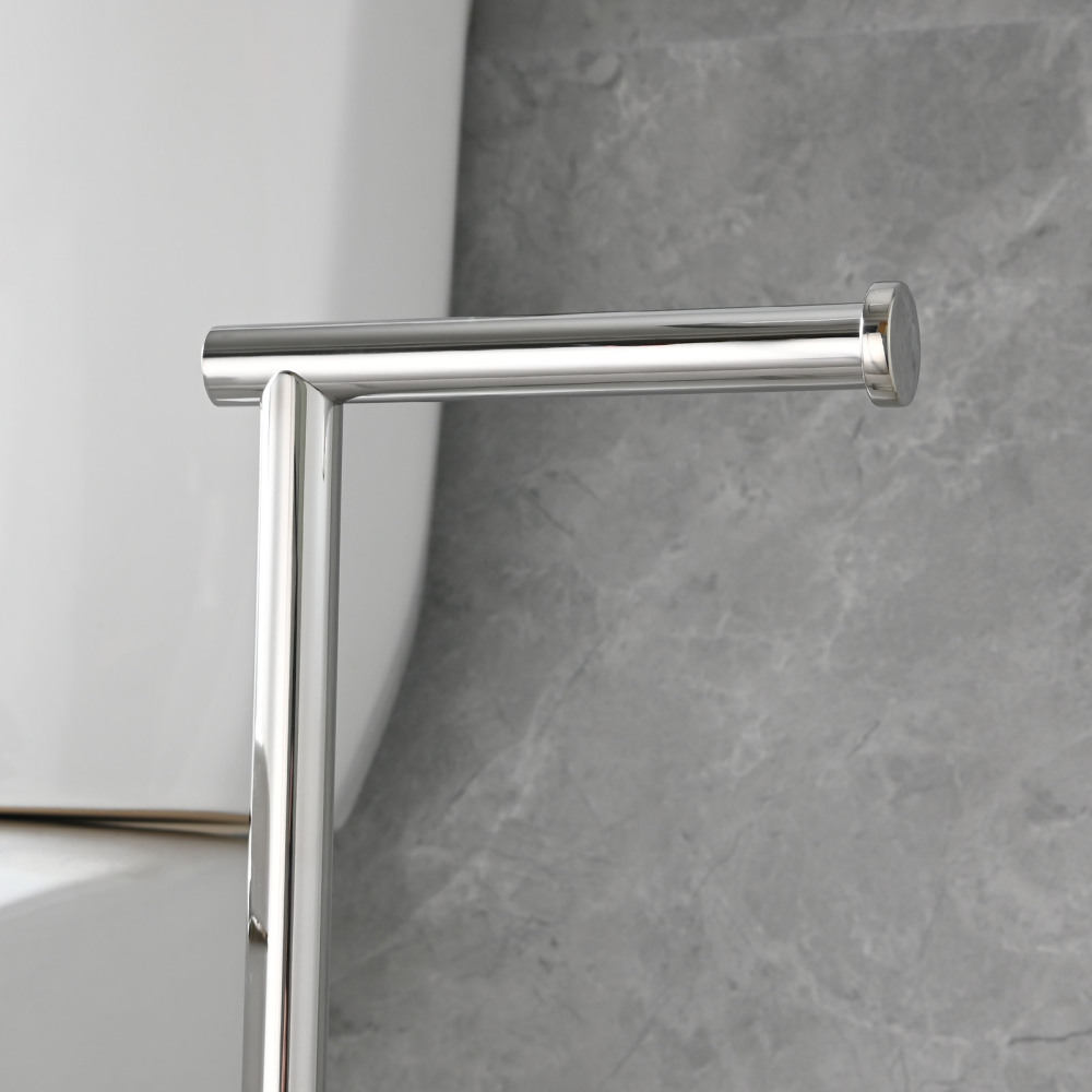 Tecmolog Stainless Steel Free Standing Paper Towel Holder,Black Bathroom Roll Holder with Non-Slip Mat,SBH265B