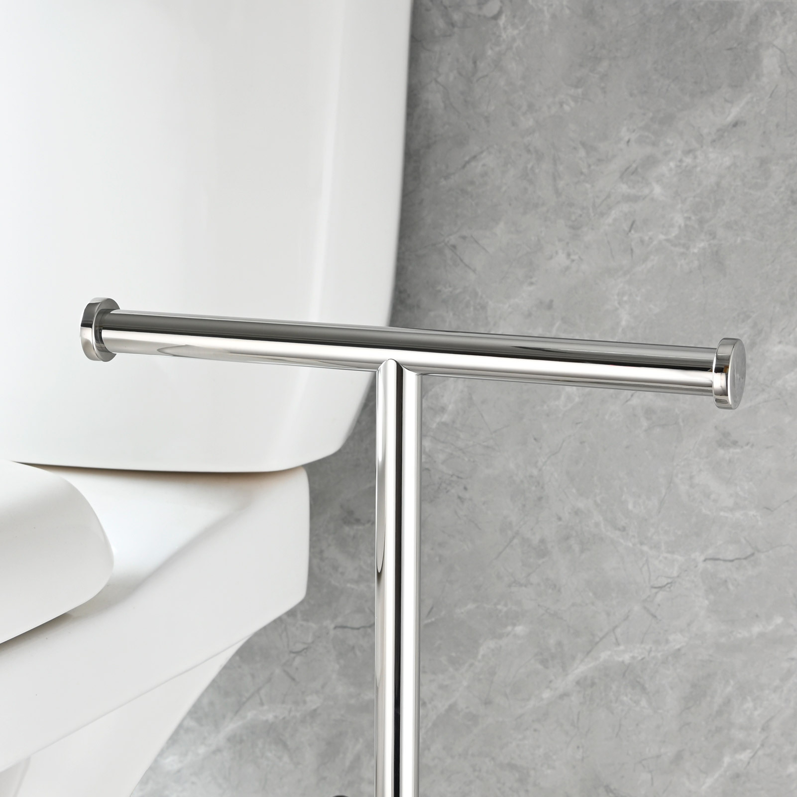 Tecmolog Stainless Steel Free Standing Paper Towel Holder,Black Bathroom Roll Holder with Non-Slip Mat,SBH265B