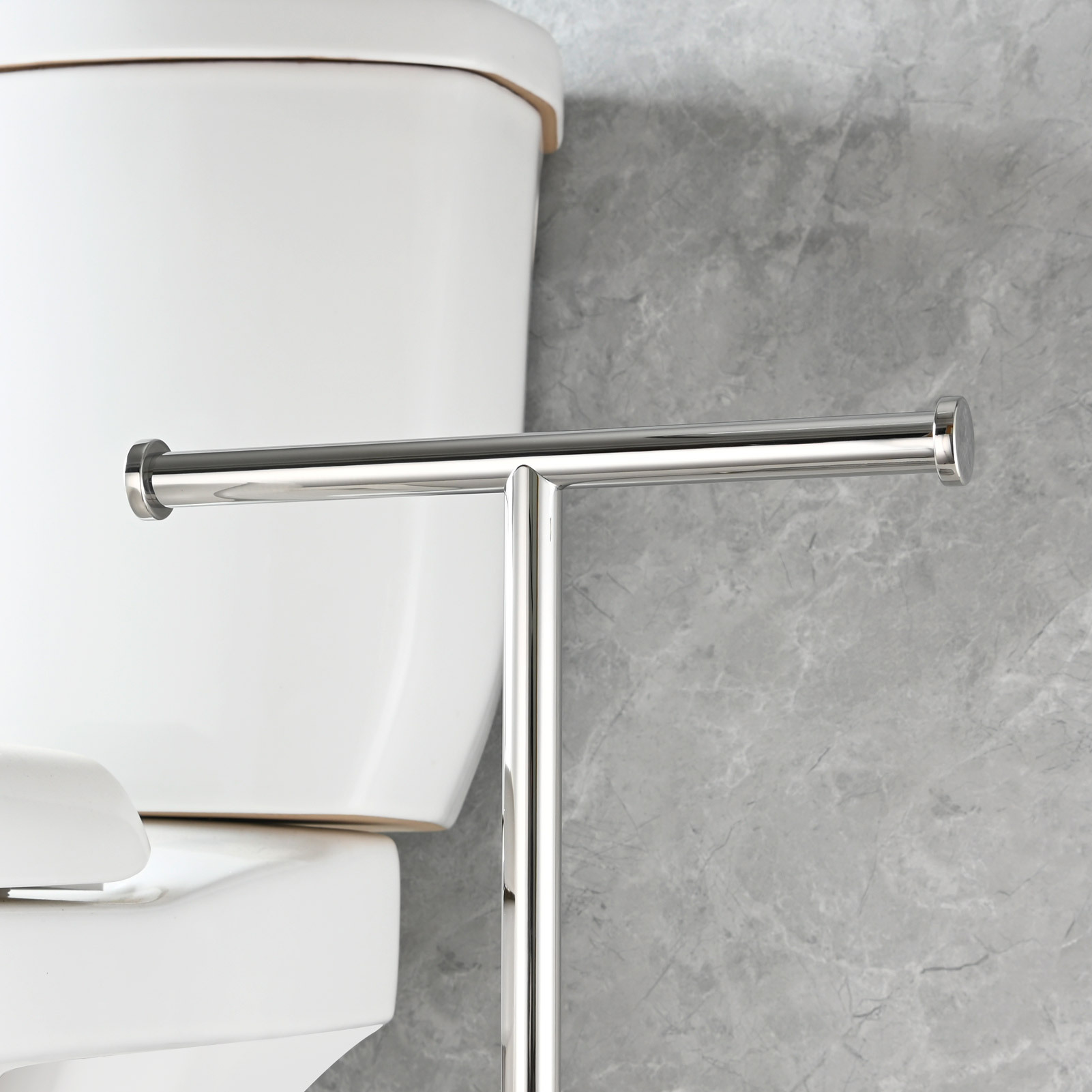 Tecmolog Stainless Steel Free Standing Paper Towel Holder,Black Bathroom Roll Holder with Non-Slip Mat,SBH265B