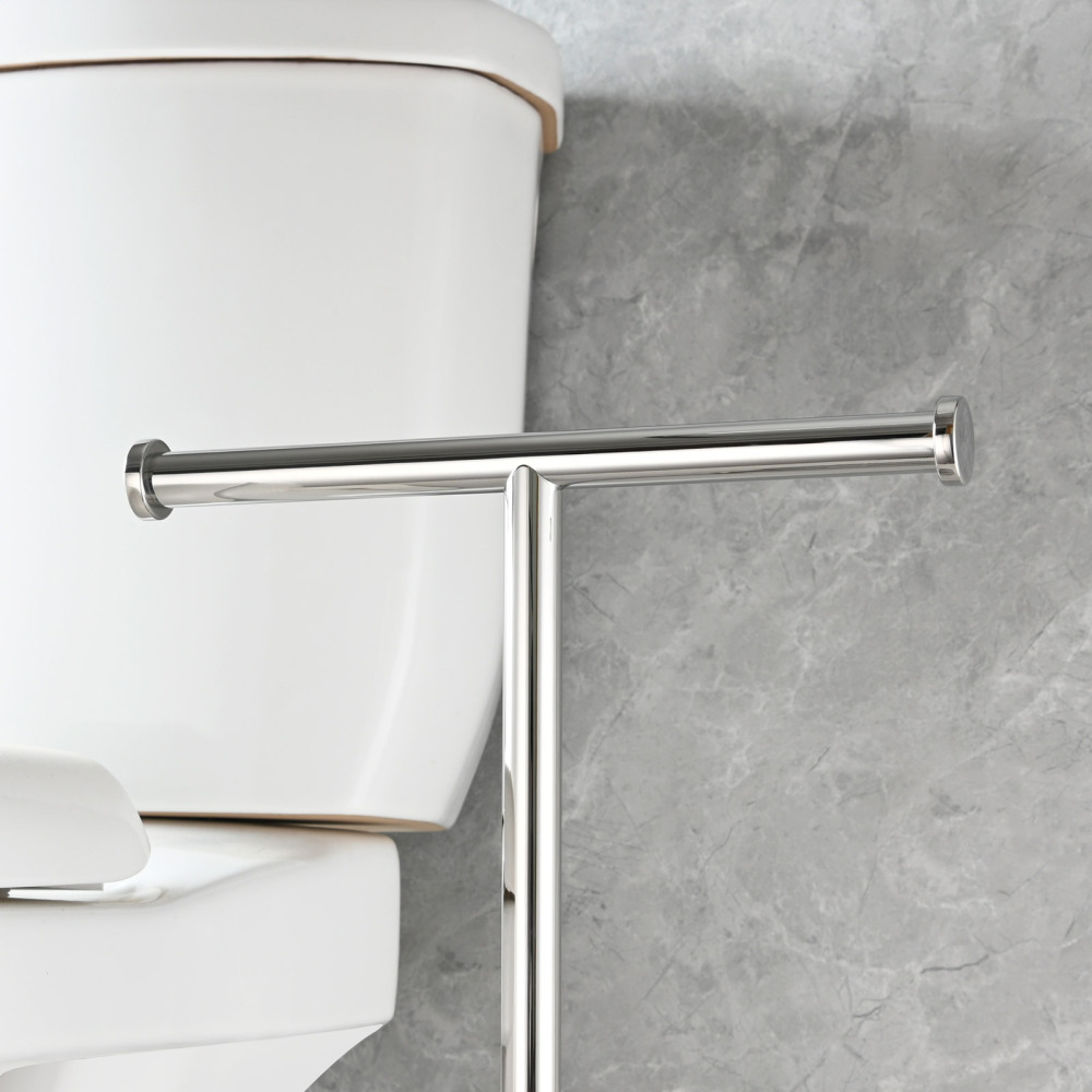 Tecmolog Stainless Steel Free Standing Paper Towel Holder,Black Bathroom Roll Holder with Non-Slip Mat,SBH265B