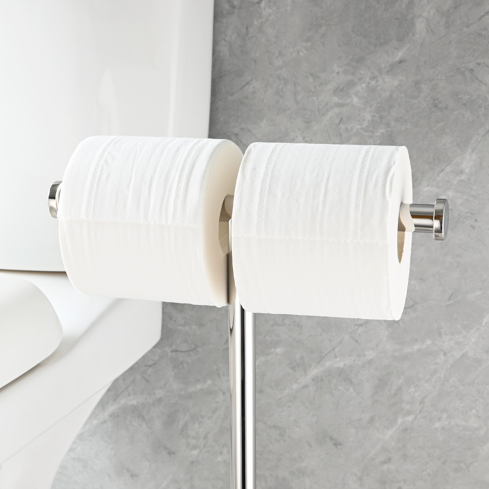 Tecmolog Stainless Steel Free Standing Paper Towel Holder,Black Bathroom Roll Holder with Non-Slip Mat,SBH265B