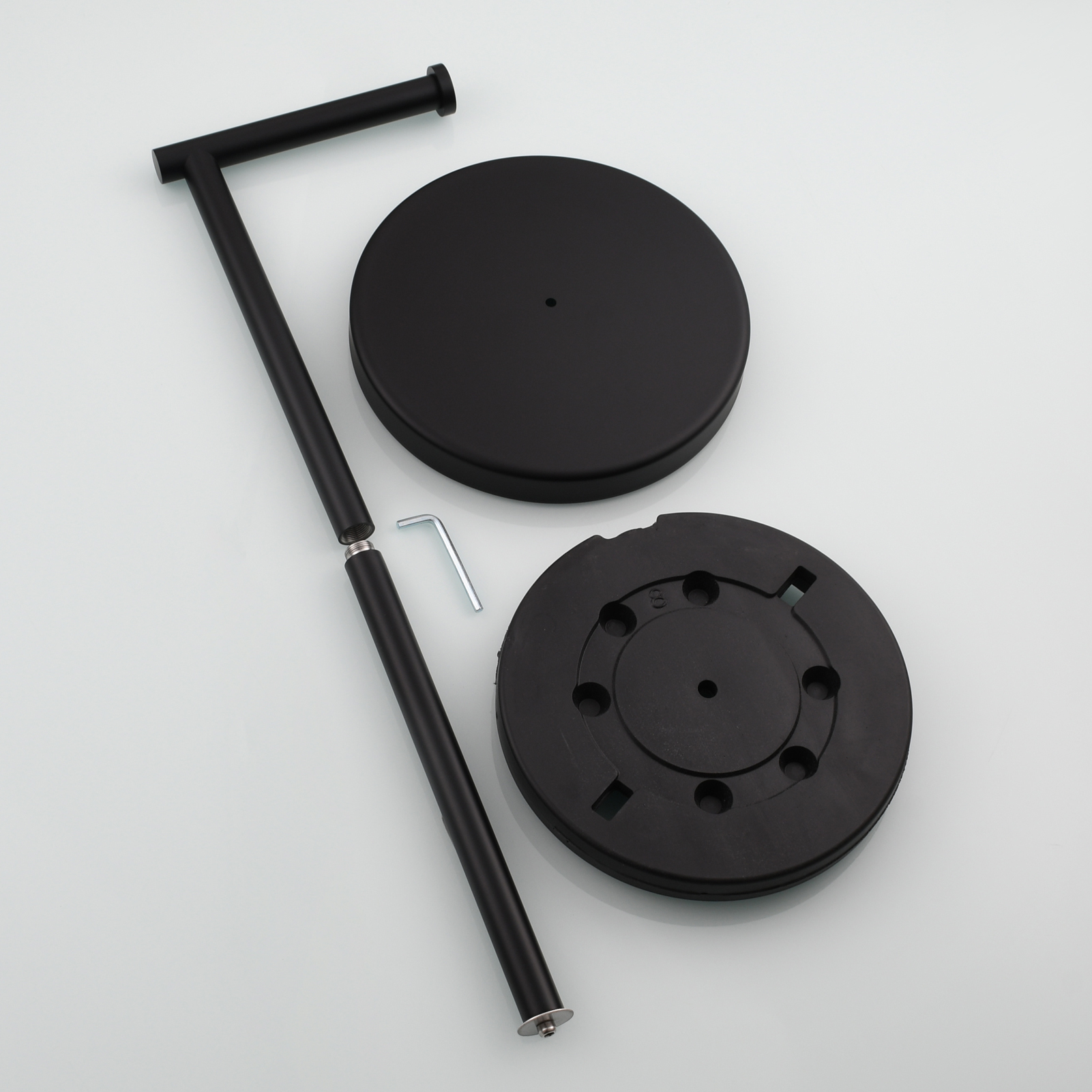Tecmolog Stainless Steel Free Standing Paper Towel Holder,Black Bathroom Roll Holder with Non-Slip Mat,SBH265B